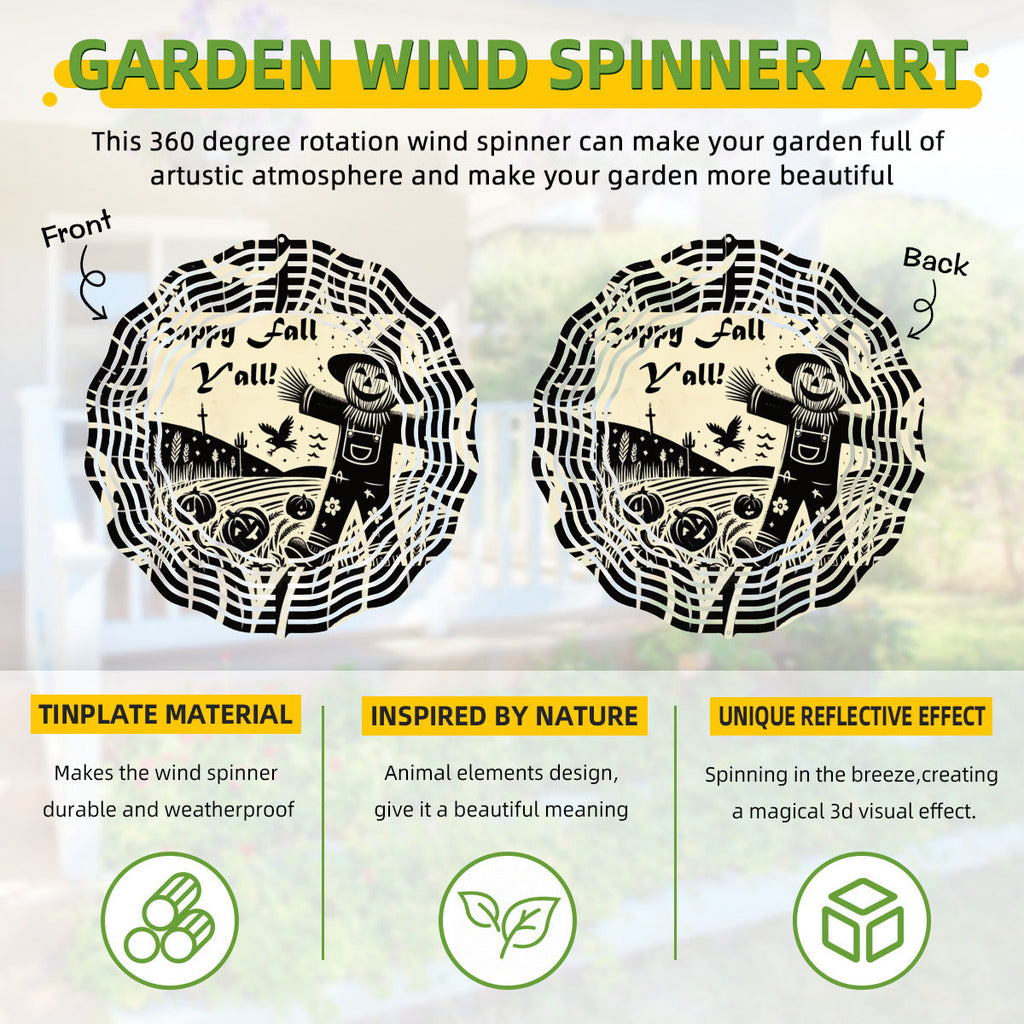 Scarecrow Happy Fall Y'all Wind Spinner Outdoor Decor