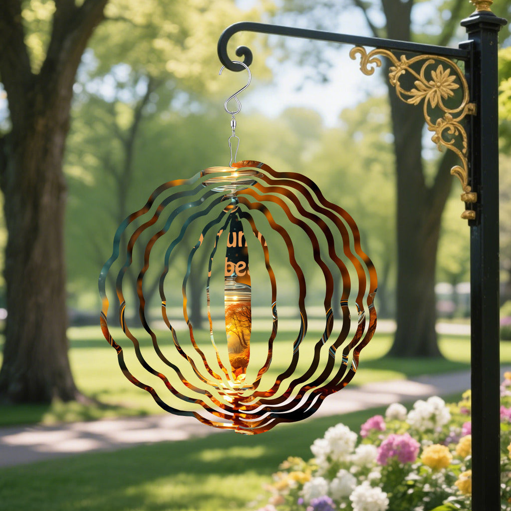 Autumn Vibes Crystal Teapot Wind Spinner Outdoor Decor