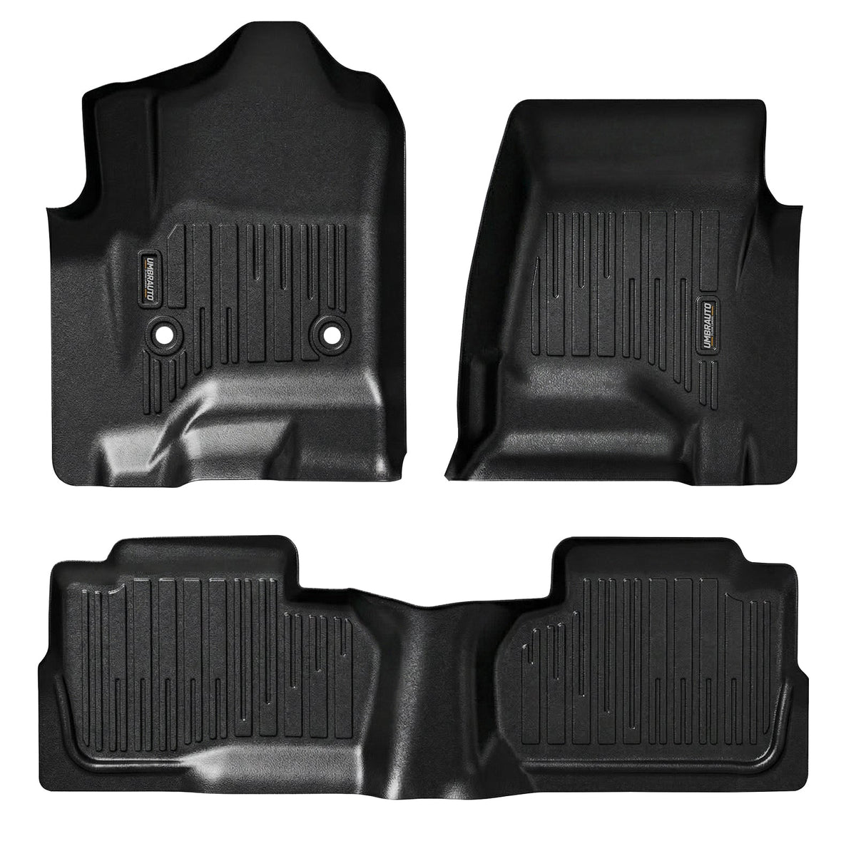 Umbrauto Custom Fit Floor Mats for Chevy Silverado/GMC Sierra Double Cab 1500 2014-2018, 2500HD/3500HD 2015-2019, All Weather TPE Truck Floor Liners for Carpet Floor, Front&Rear Row, Footwell Coverage