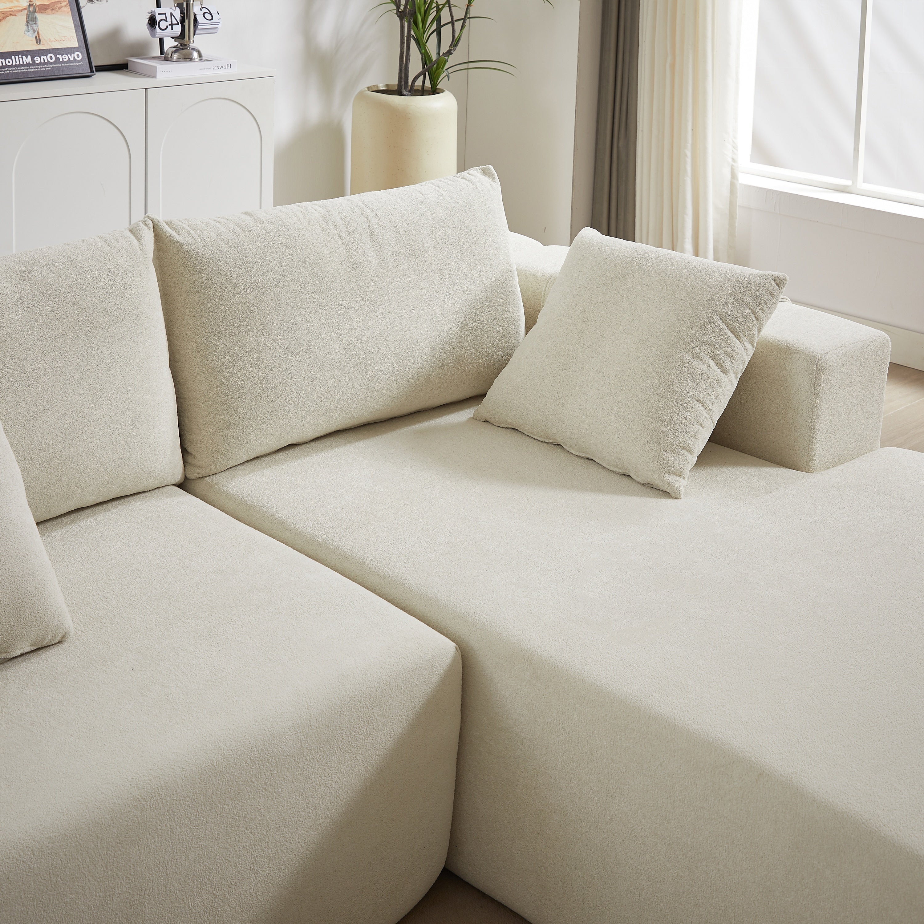 Modern Chenille Upholstered Sectional Sofa Couch Set,Modular 108' L Shaped Sectional Living Room Sofa Set With 6 Pillows,Free Combination Sofa Couch for Living Room,Bedroom
