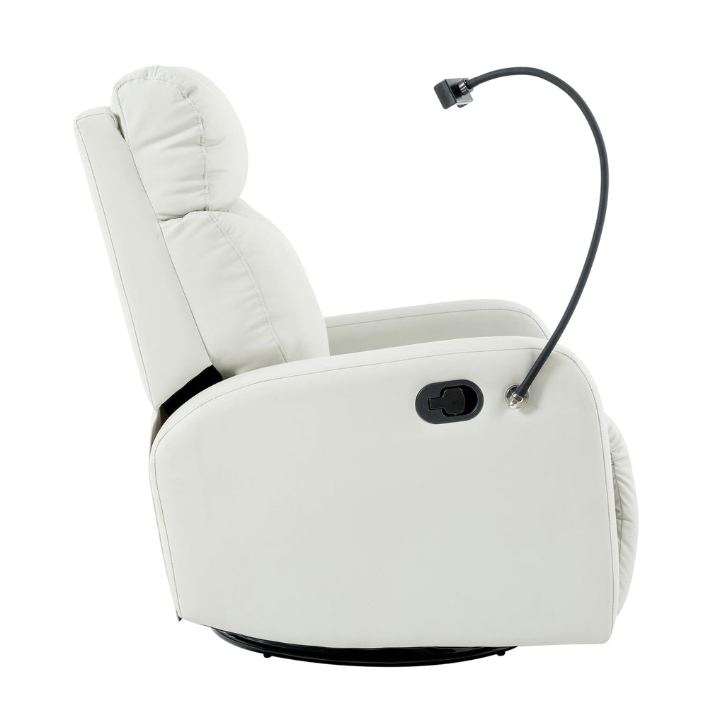 Rocking Recliner Chair, 360° Swivel Nursery Rocking Chair, Glider Chair, Modern Small Rocking Swivel Recliner Chair, Home Theater Seat, Phone Holder (Light Gray+360° Swivel)