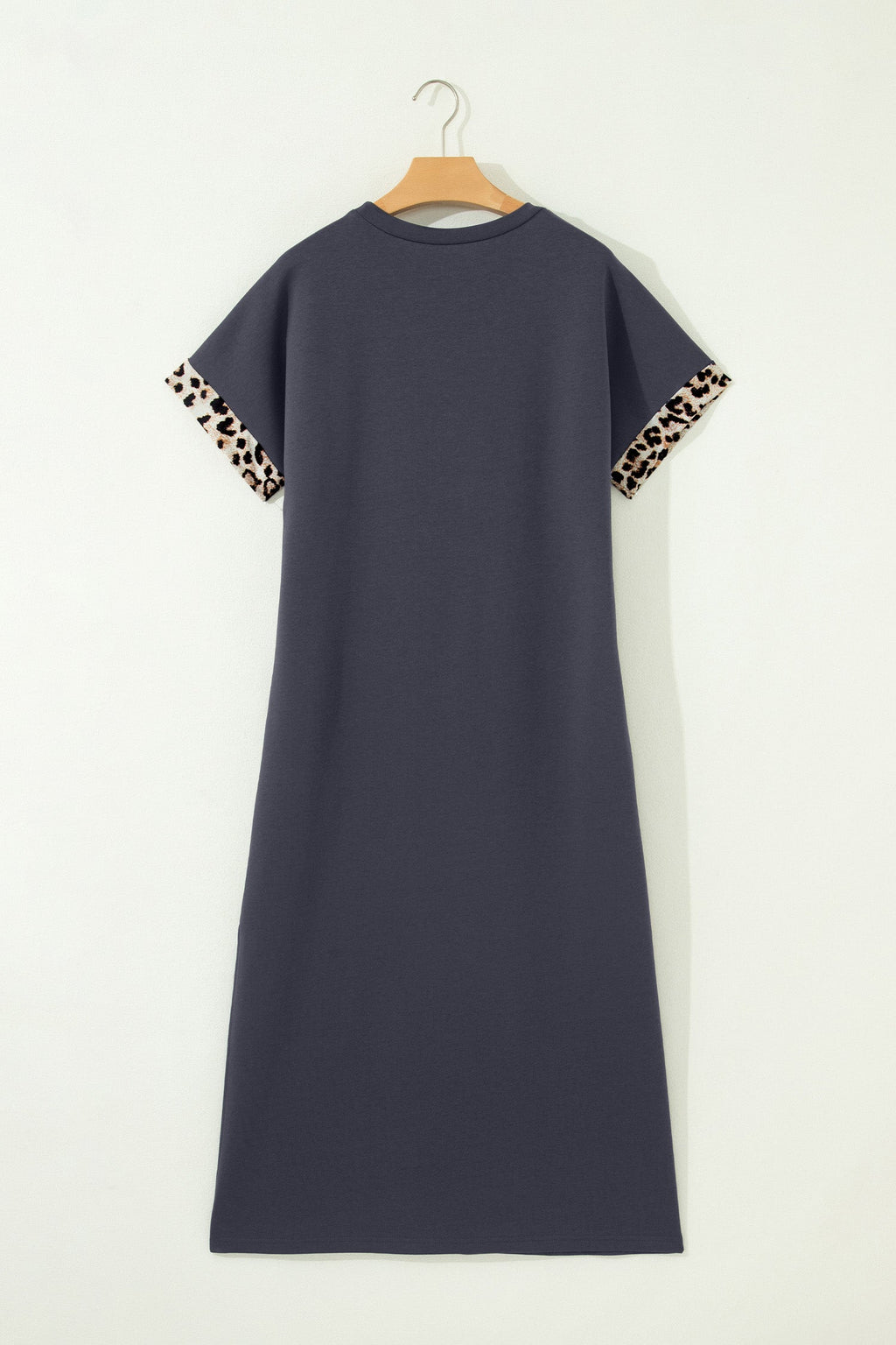 Leopard Bow Patched Short Sleeve T-Shirt Long Dress