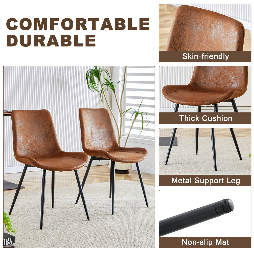 1 table and 4 chairs set.63'x35.4x30' Rectangular Transprant Tempered glass Dining Tabletop with Wood color MDF OC shaped bracket.Paired with 4 brown technology fabric dining chairs.W1151S02014
