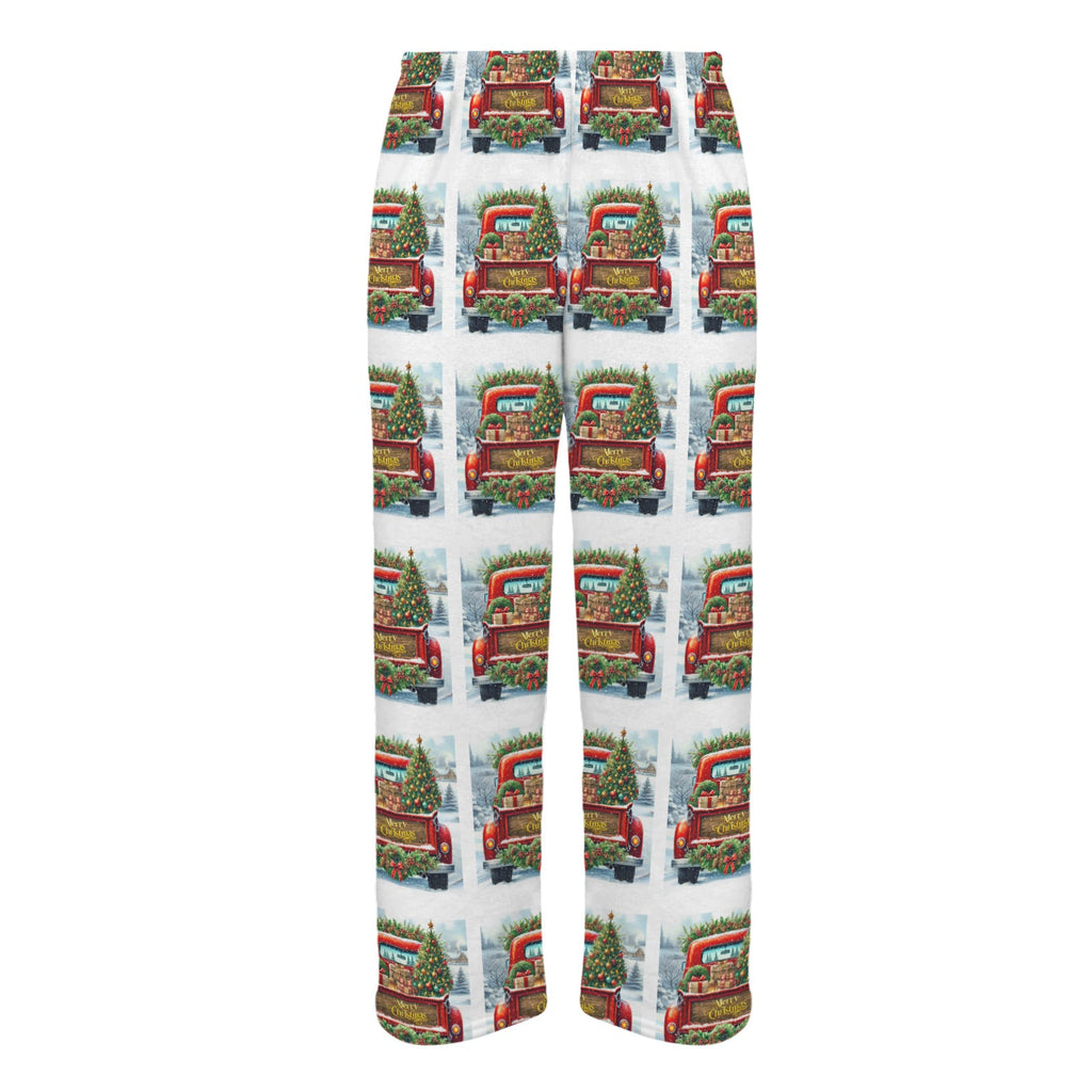Merry Christmas Red Truck Men's Flannel Pajama Trousers (Model Sets 02)(Made in Queens)
