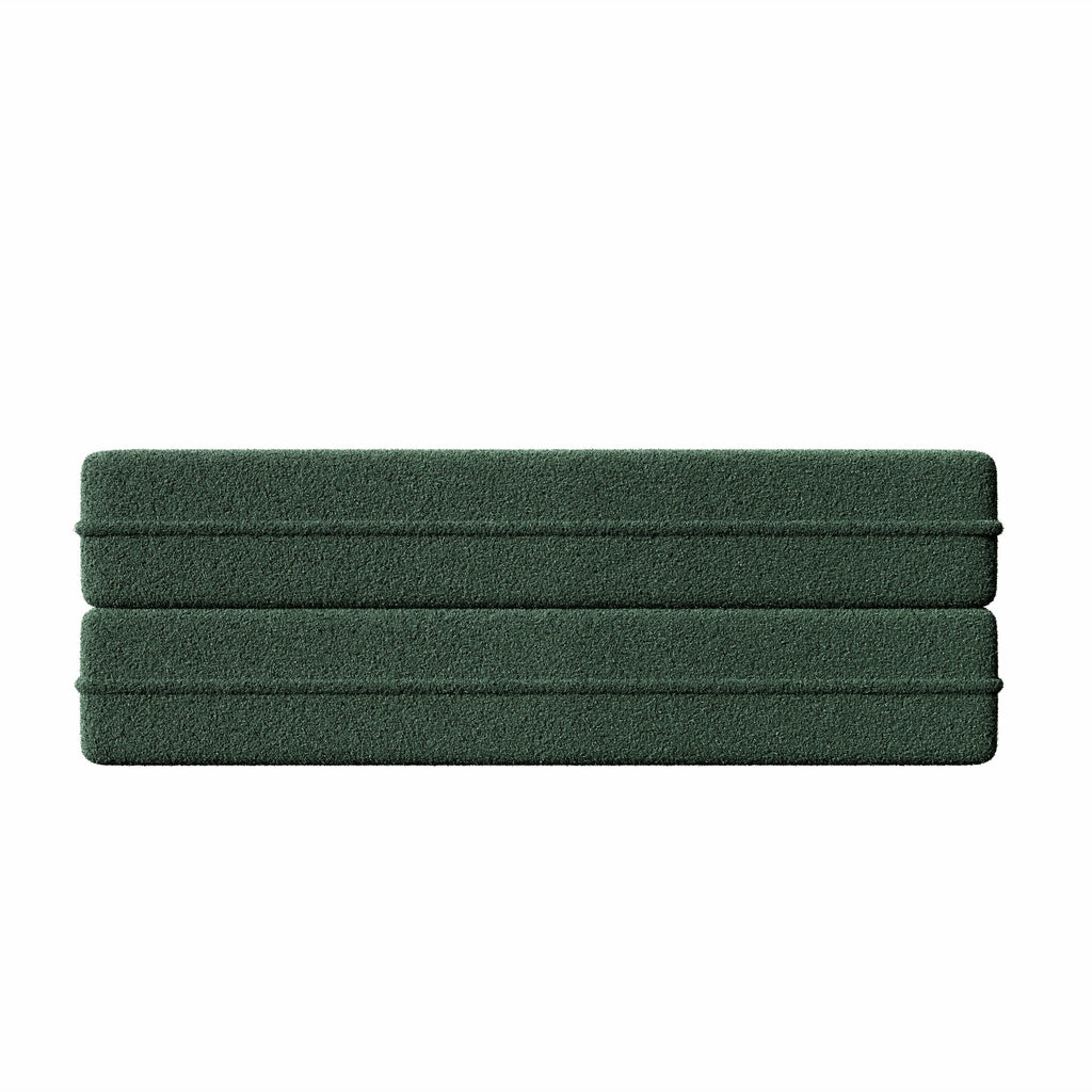 Modern Floor Sofa with 2 Pillows,Convertible Teddy Fabric Foam Filled Sleeper Sofa Bed,15 ' Full Size Folding Mattress for Living Room,Guest Bed,Playroom,no assembly required,Green