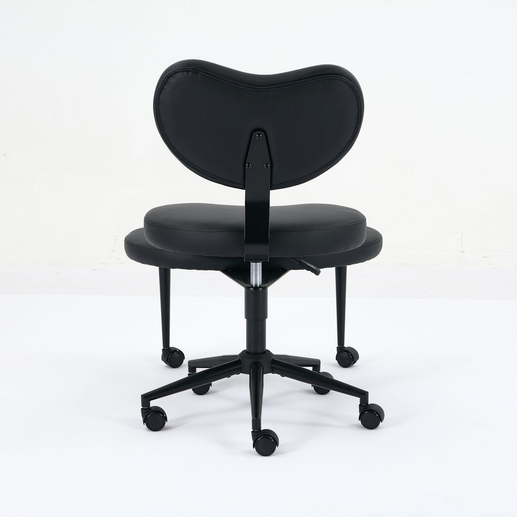 Meditation Chair Plus, Cross Legged Chair with Wheels, ADHD Chair, Criss Cross Desk Chair with Lumbar Support and Adjustable Stool, Flexible Design for Fidgety Sitters, Black PU