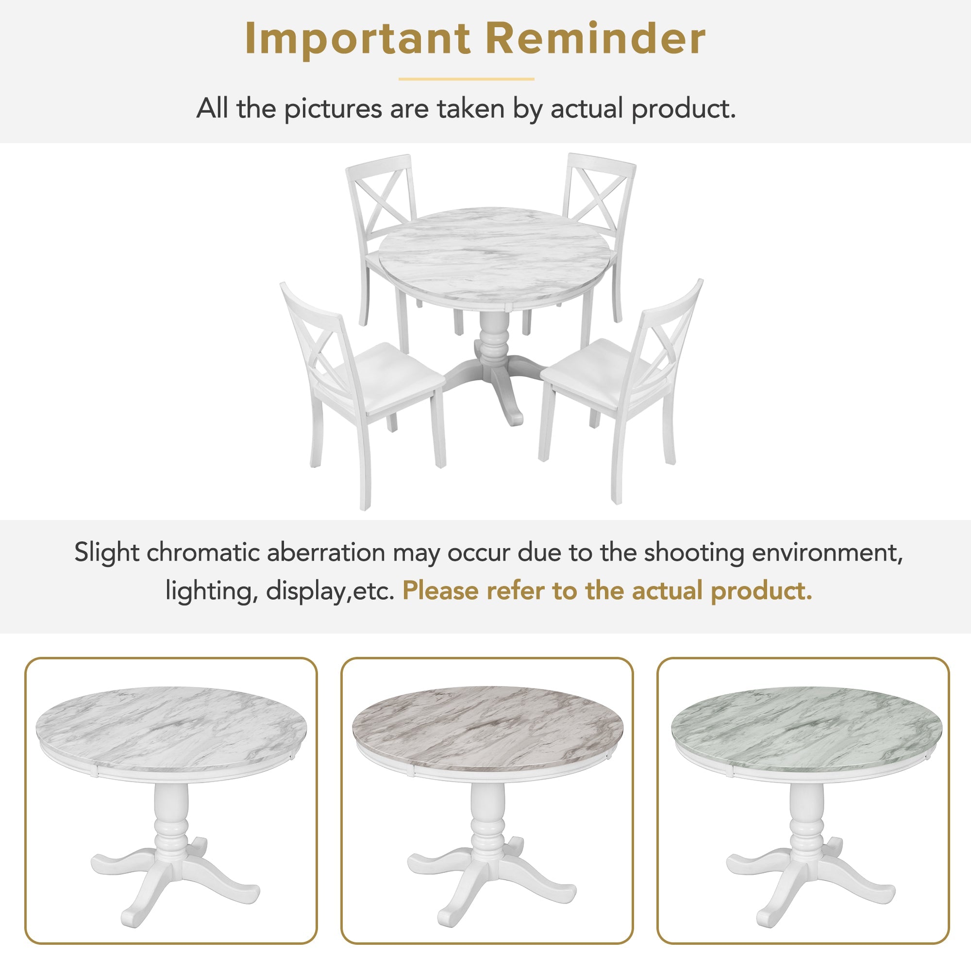Orisfur. 5 Pieces Dining Table and Chairs Set for 4 Persons, Kitchen Room Solid Wood Table with 4 Chairs