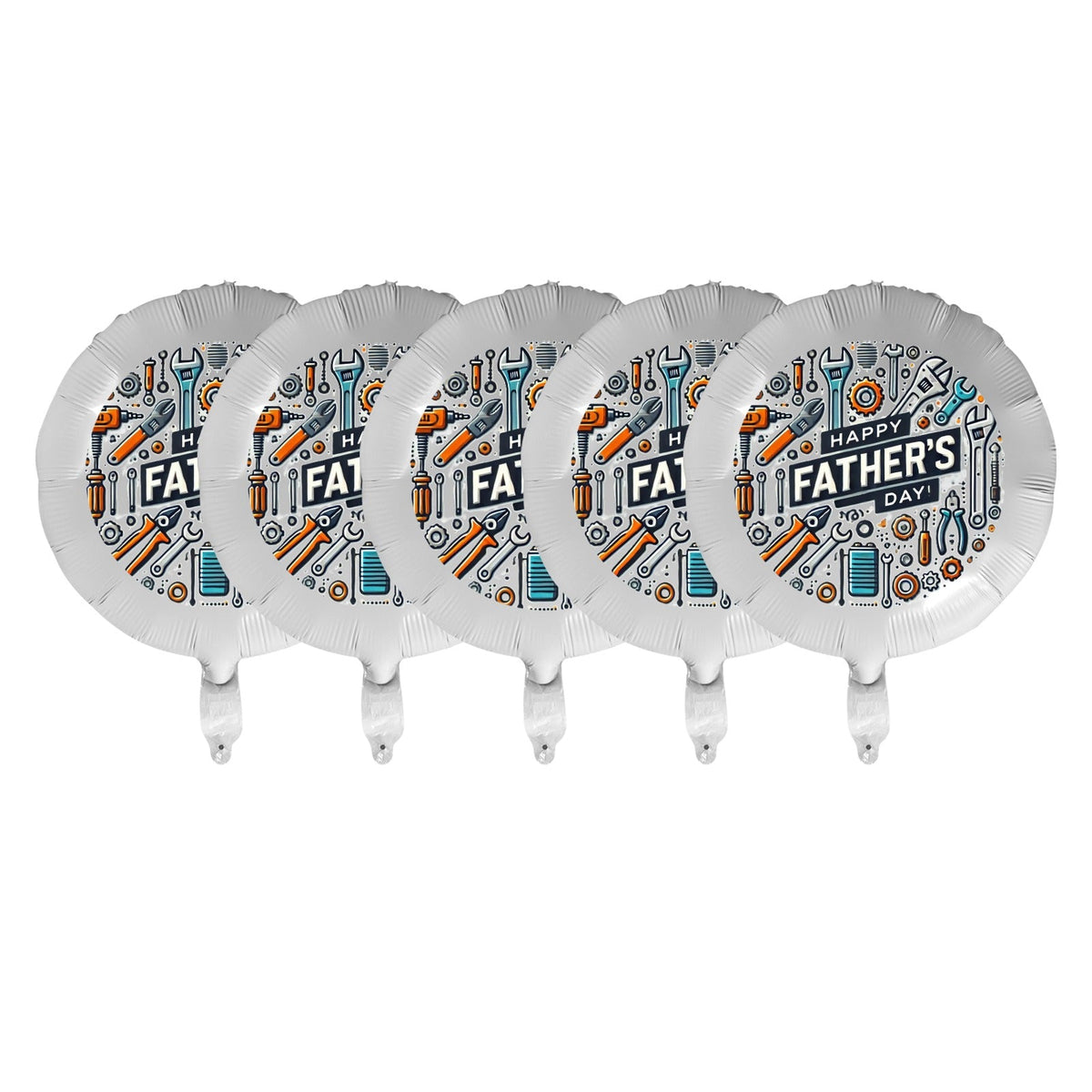 Happy Father's Day with Tools 18-inch Custom Aluminum Foil Balloons - Pack of 5 (Made in USA)