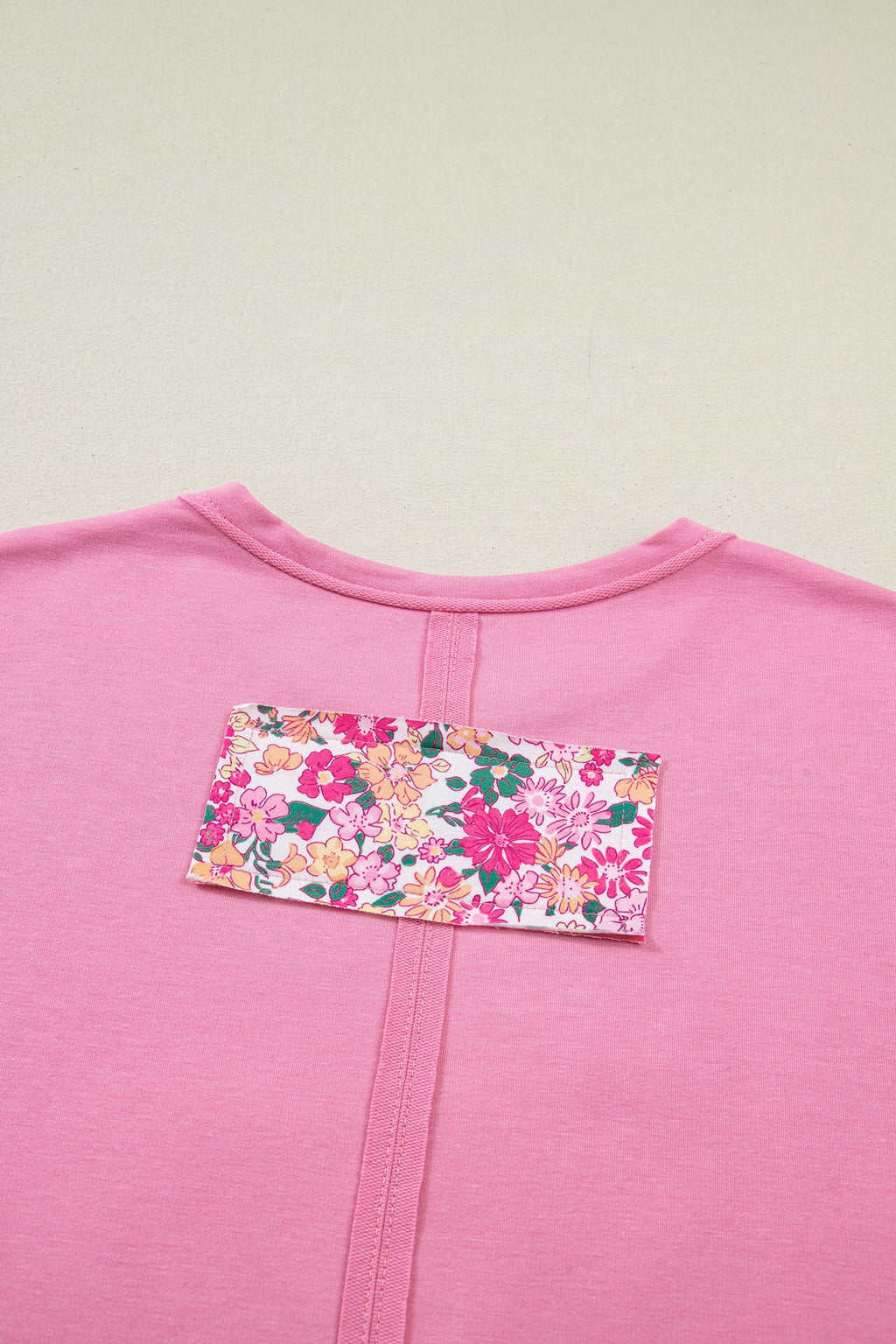 Floral Patchwork Raw Seam Oversize Tee