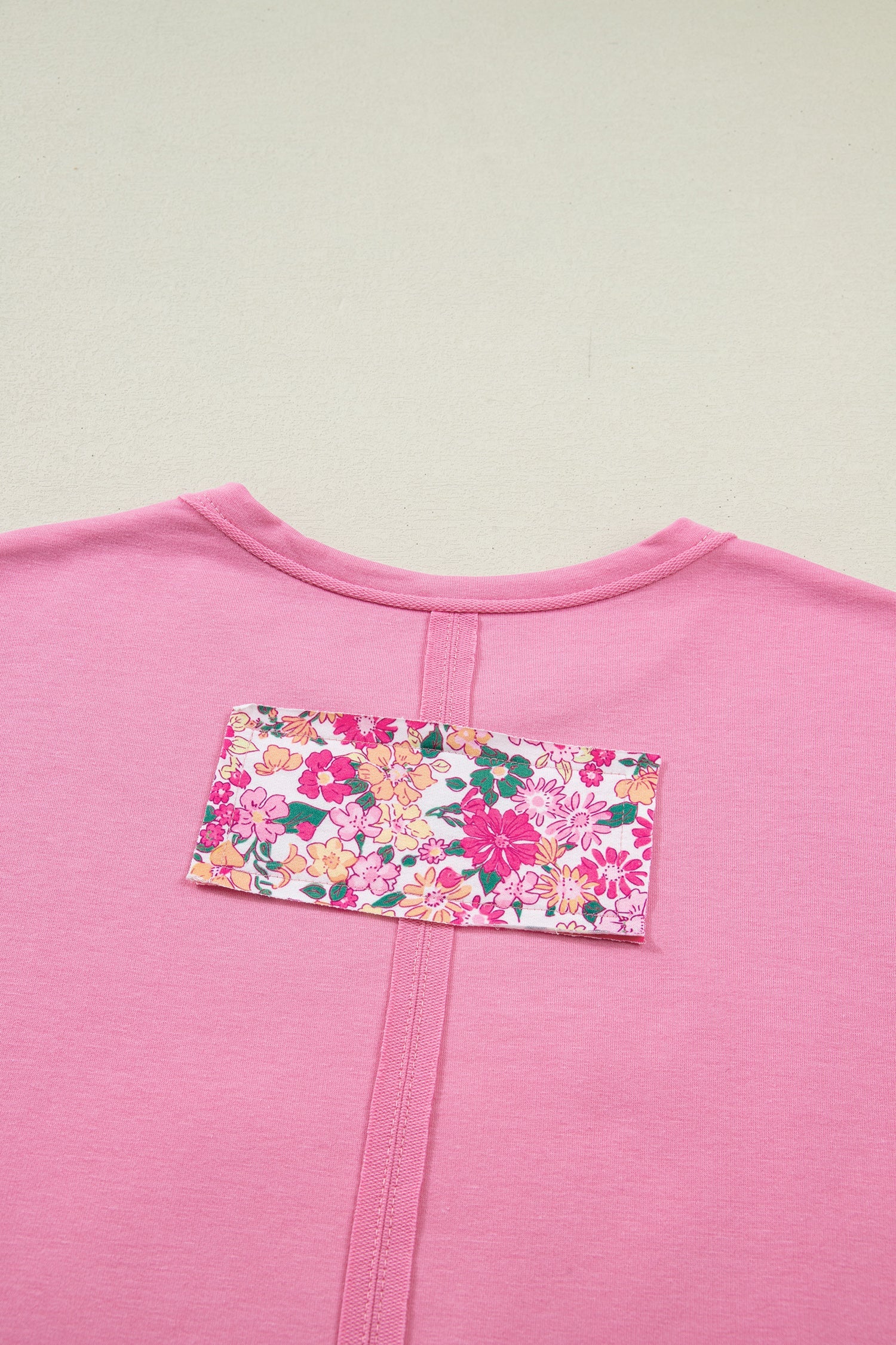 Floral Patchwork Raw Seam Oversize Tee