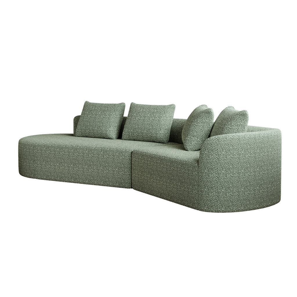 Modern Upholstered Oversized Sectional Sofa, 112-Inch Chenille 4-Seater Extra Deep & Wide Seat Curved Cloud Couch with 4 Throw Pillows, Free Combination Sofa Couch for Living Room,Bedroom
