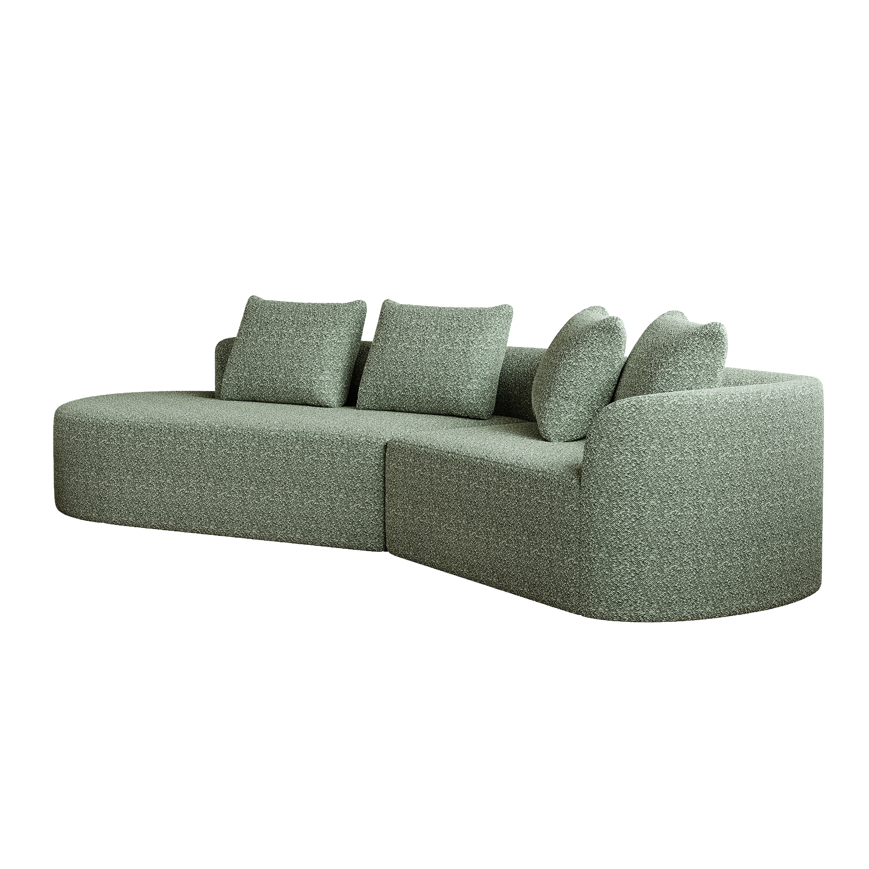 Modern Upholstered Oversized Sectional Sofa, 112-Inch Chenille 4-Seater Extra Deep & Wide Seat Curved Cloud Couch with 4 Throw Pillows, Free Combination Sofa Couch for Living Room,Bedroom