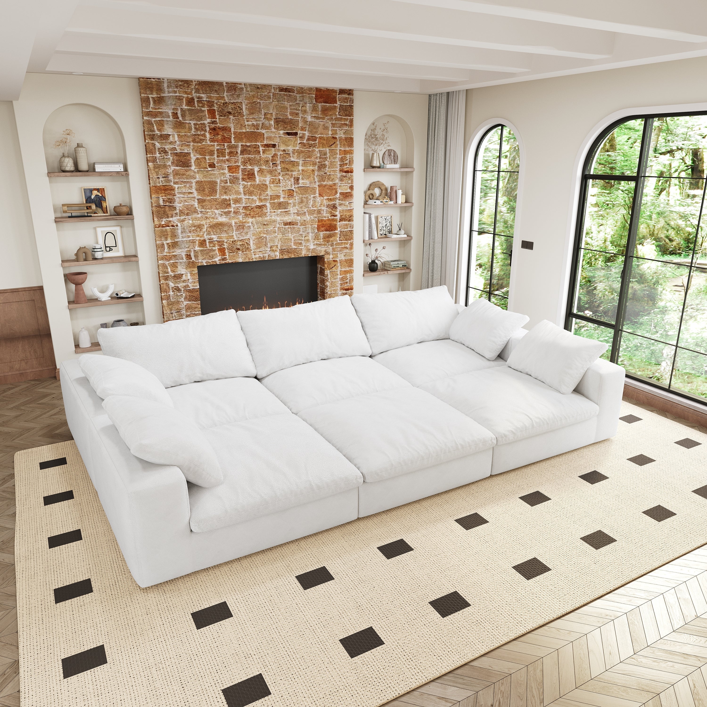 Large size modular cloud sofa 6 seats down sofa bed apartment living room sofa 120''