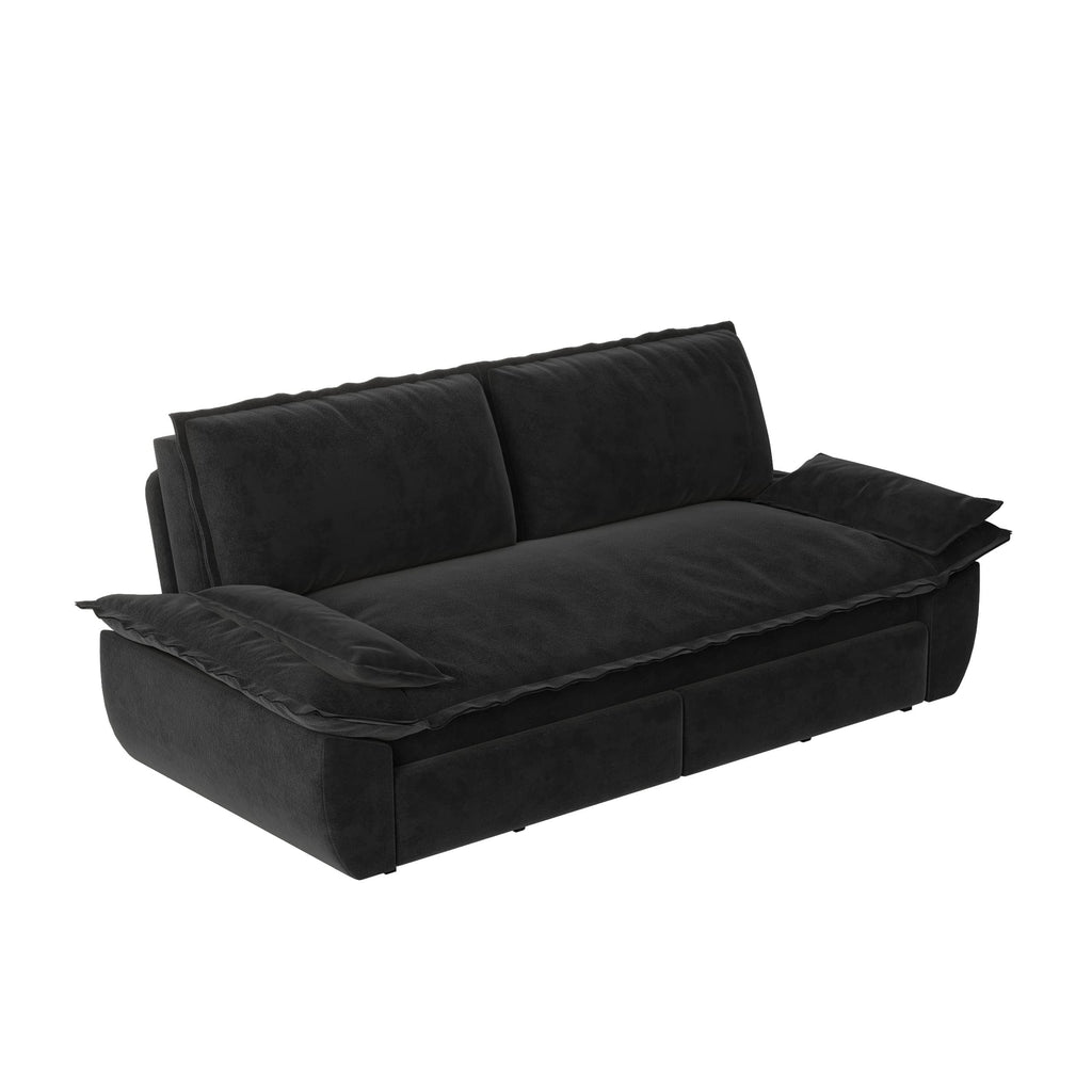 73.2' Queen Pull Out Sofa Bed,3-in-1 Convertible Sleeper Sofa,Multi-Functional Velvet Loveseat Bed,Black(Old Sku:W1885S00050)