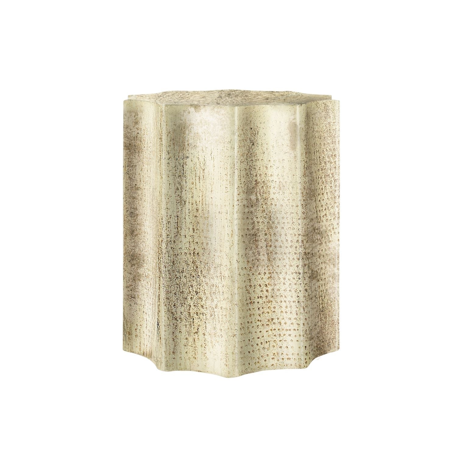 Drum Accent Side Table, Stylish Scalloped Design