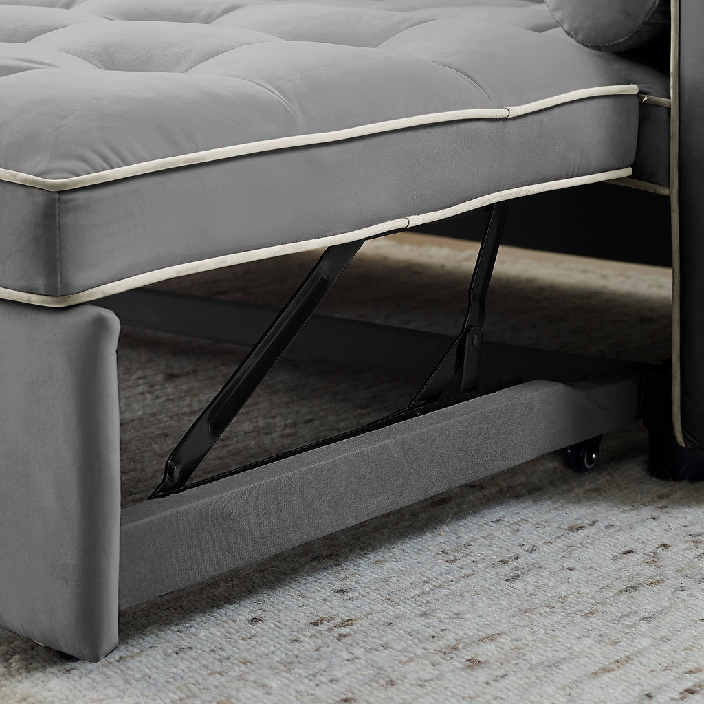 Modern 55.5' Pull Out Sleep Sofa Bed 2 Seater Loveseats Sofa Couch with side pockets, Adjsutable Backrest and Lumbar Pillows for Apartment Office Living Room