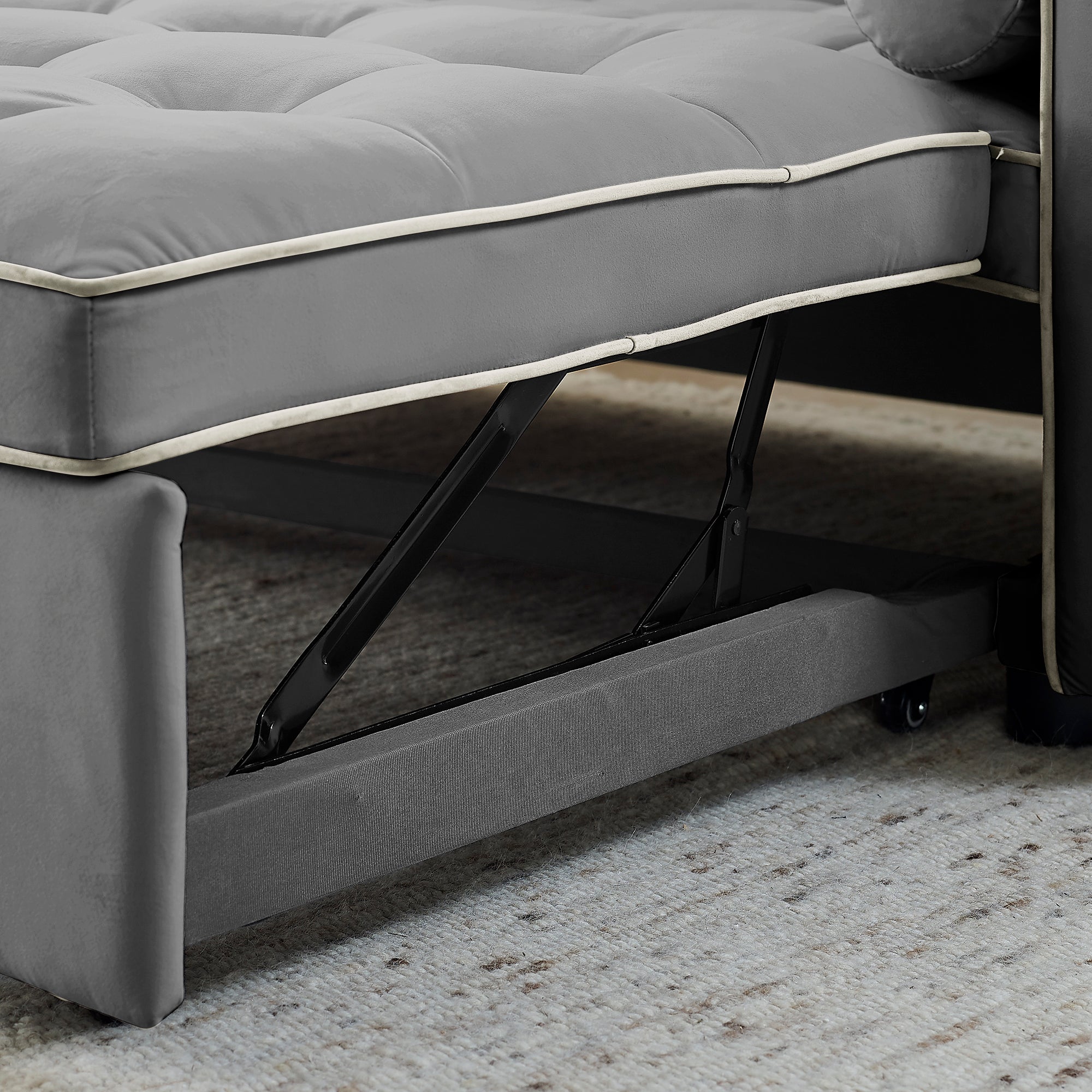 Modern 55.5' Pull Out Sleep Sofa Bed 2 Seater Loveseats Sofa Couch with side pockets, Adjsutable Backrest and Lumbar Pillows for Apartment Office Living Room