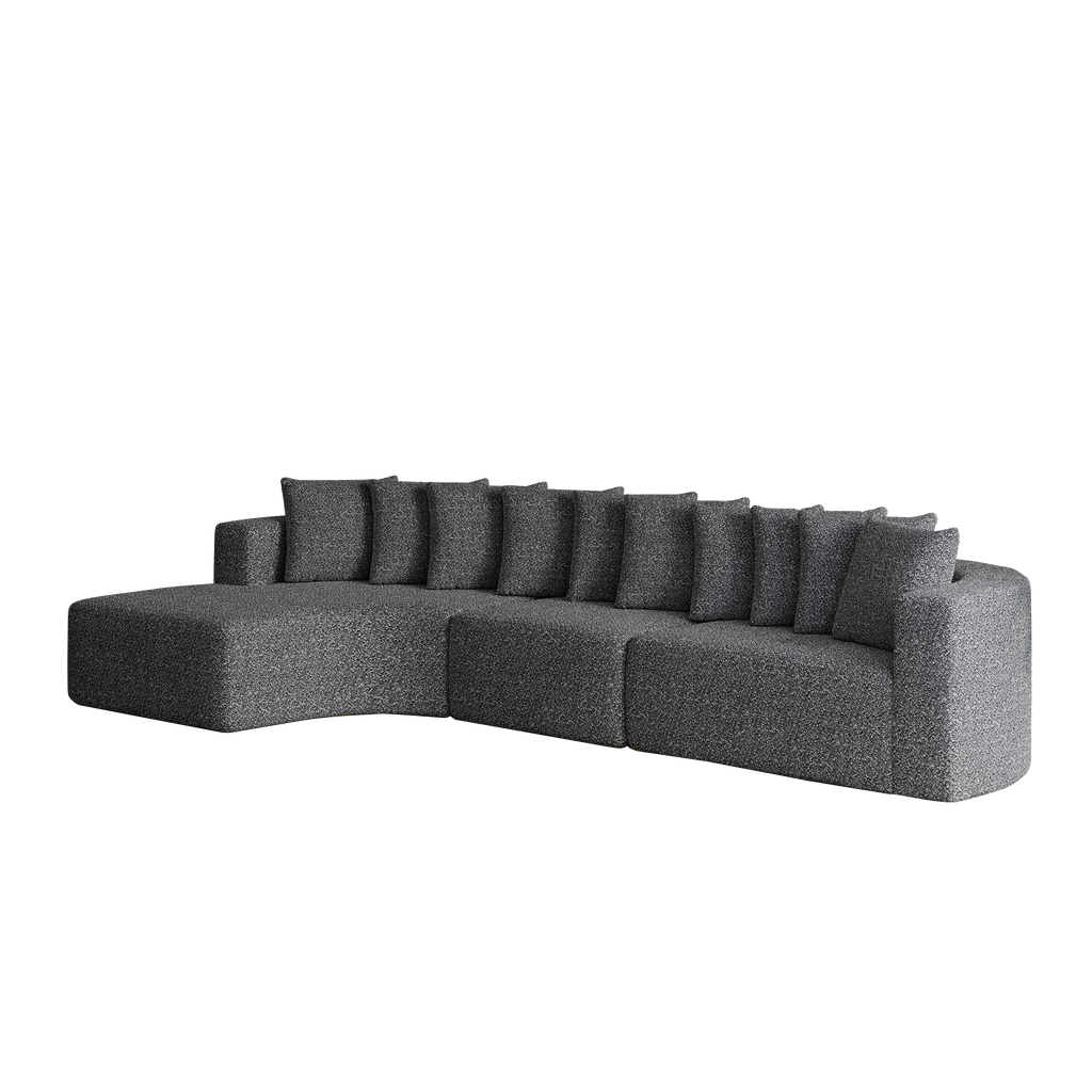 131.1-inch Chenille Sectional Sofa Set, Modern Cloud-Shaped Curved Sofa, Includes 10 Pillows, Living Room Fabric Corner Sofa, L-Shaped Modular Sofa (Left Chaise)