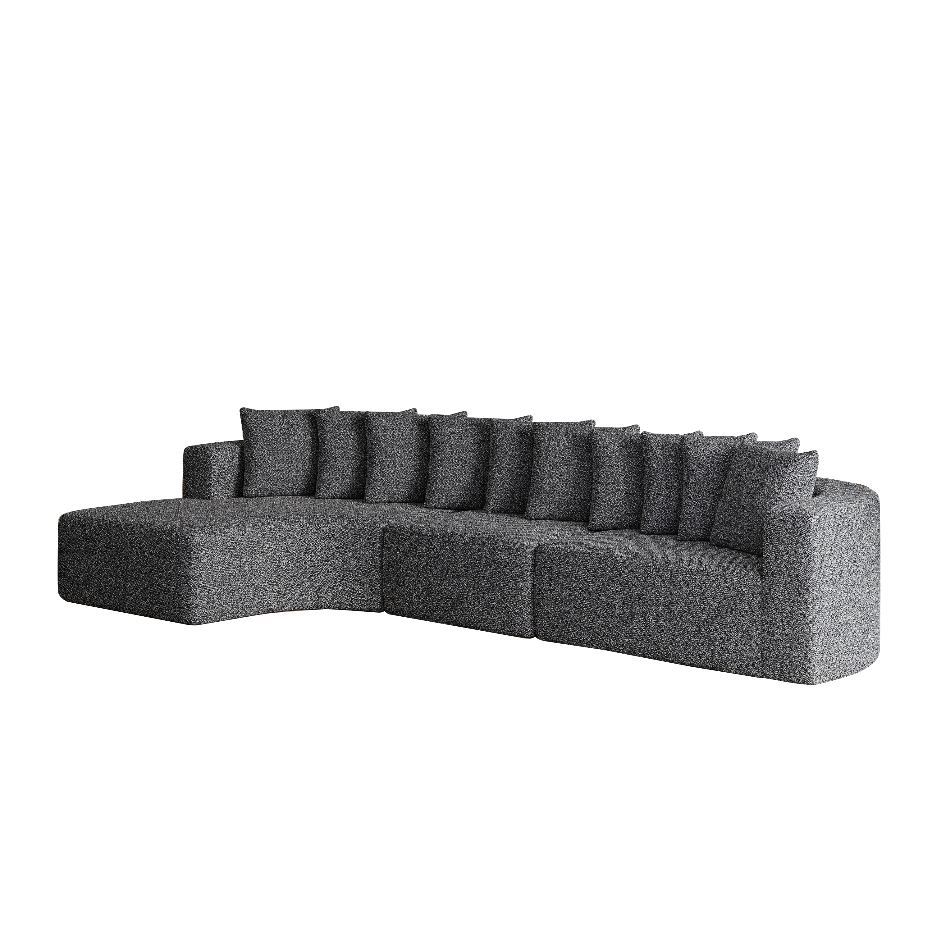 131.1-inch Chenille Sectional Sofa Set, Modern Cloud-Shaped Curved Sofa, Includes 10 Pillows, Living Room Fabric Corner Sofa, L-Shaped Modular Sofa (Left Chaise)