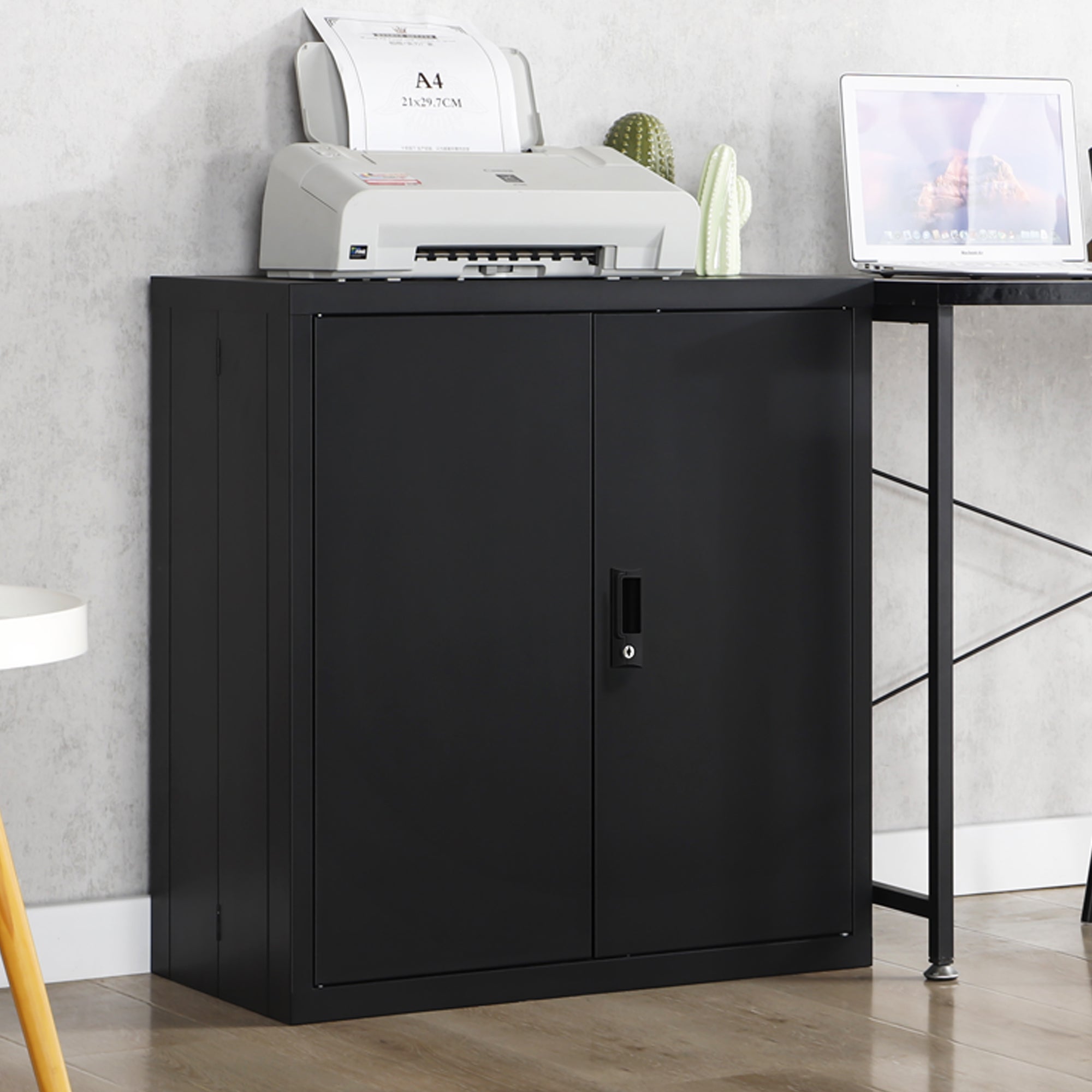 Storage Locker,File Organizer, Storage Cabinet with Door Locks and Two Adjustable Shelves, Suitable as a Cabinet for Home, Office, School & Garage Use