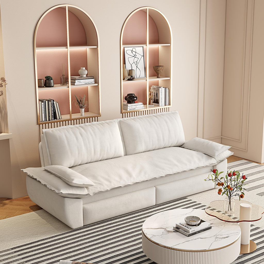 73.2' Queen Pull Out Sofa Bed,3-in-1 Convertible Sleeper Sofa,Multi-Functional Velvet Loveseat Bed