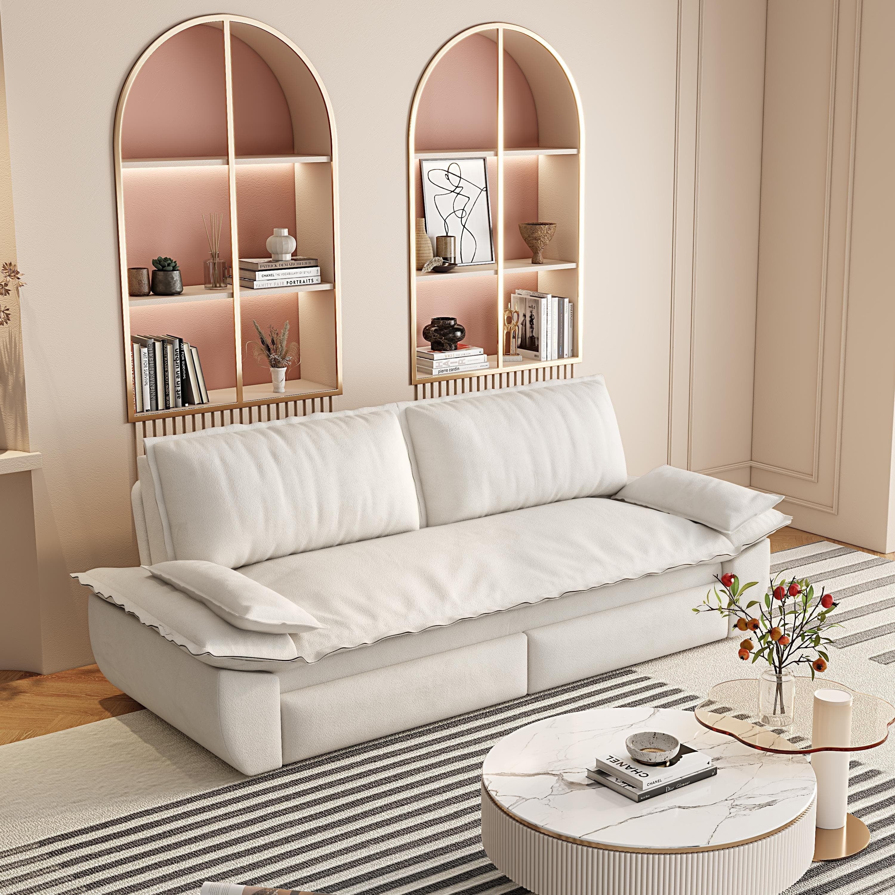 73.2' Queen Pull Out Sofa Bed,3-in-1 Convertible Sleeper Sofa,Multi-Functional Velvet Loveseat Bed