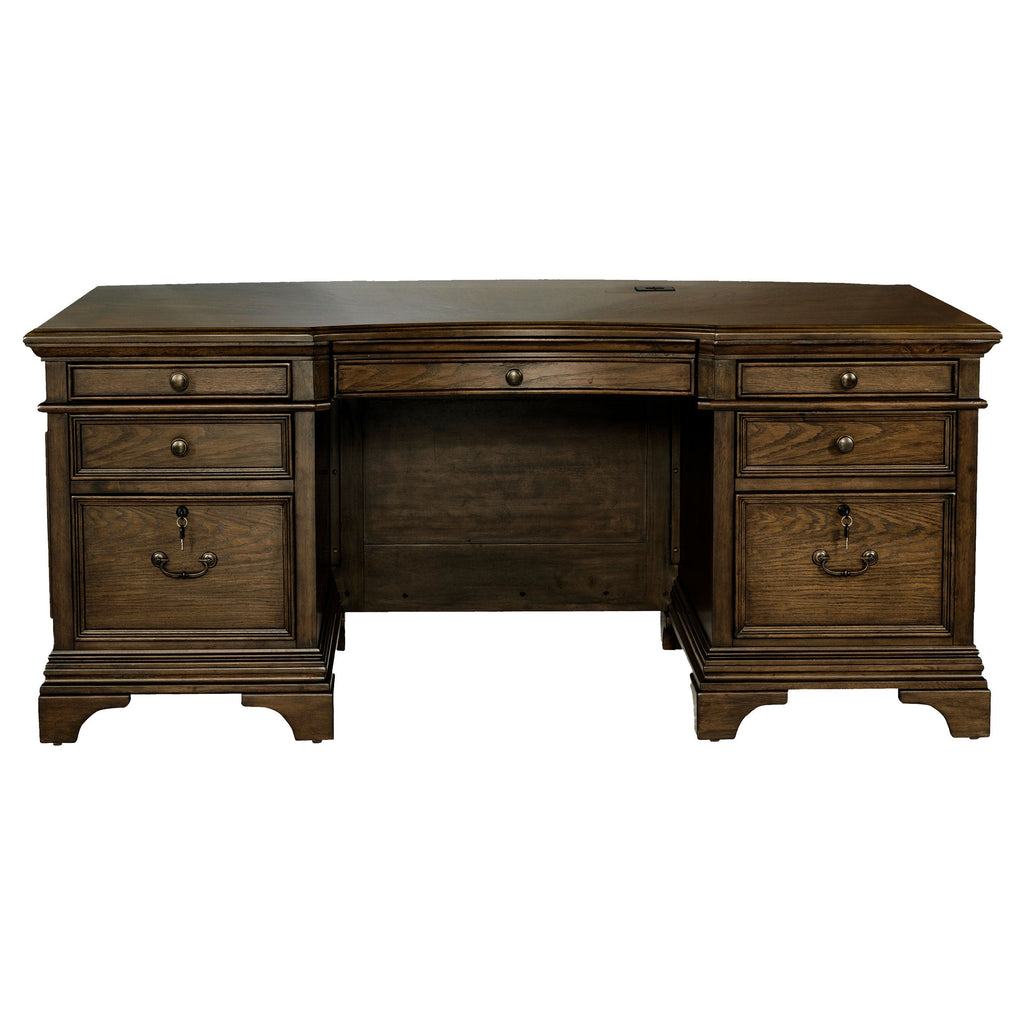Stigham Burnished Oak 7-drawer Executive Desk