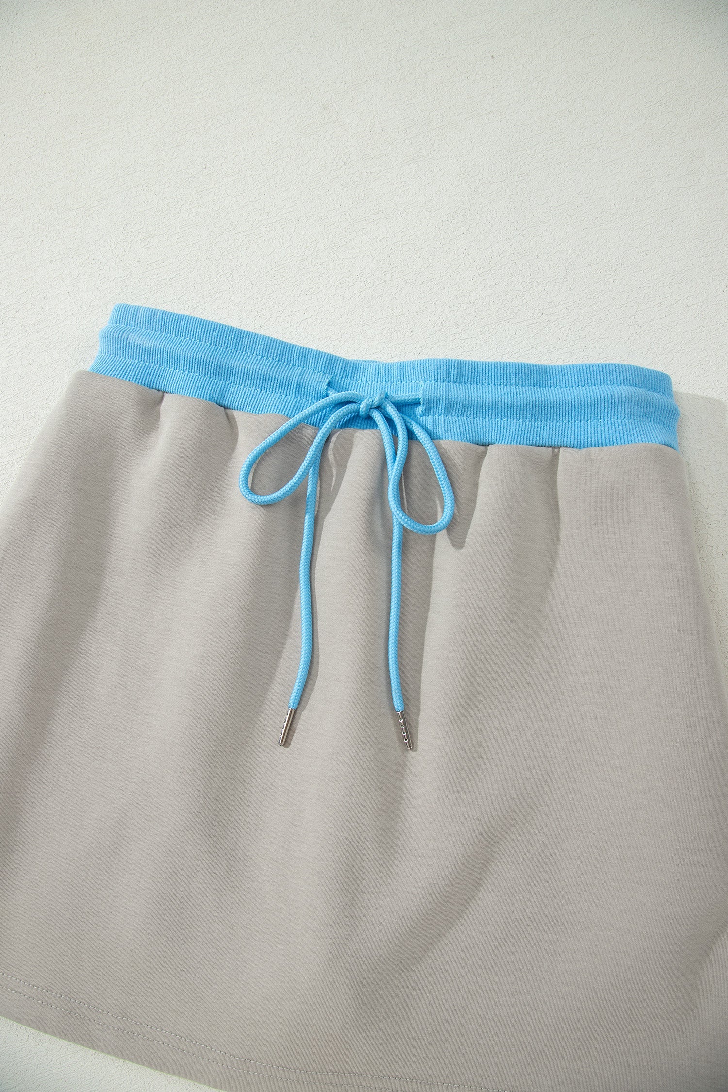 Contrast Trim Zip-Up Jacket & Drawstring Skort Set
