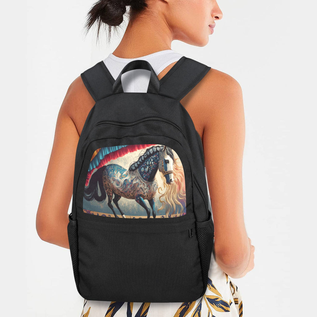 Bejeweled Horse Casual Backpack | Upper Part Printing