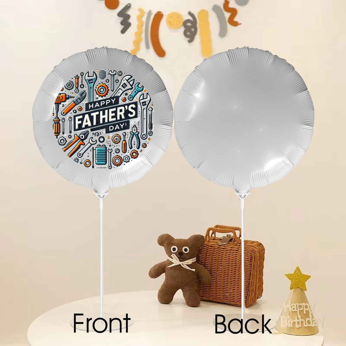 Happy Father's Day with Tools 18-inch Custom Aluminum Foil Balloons - Pack of 5 (Made in USA)