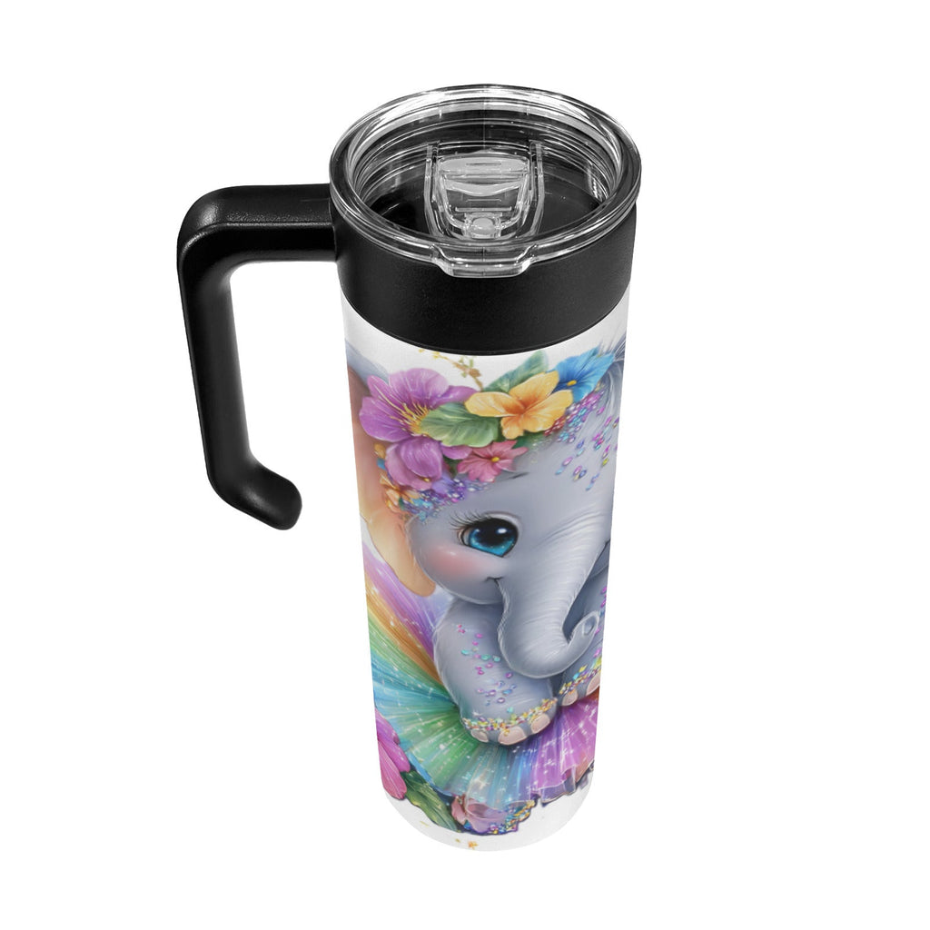 Baby Elephant 20 oz Insulated Water Bottle with Screw On Handle
