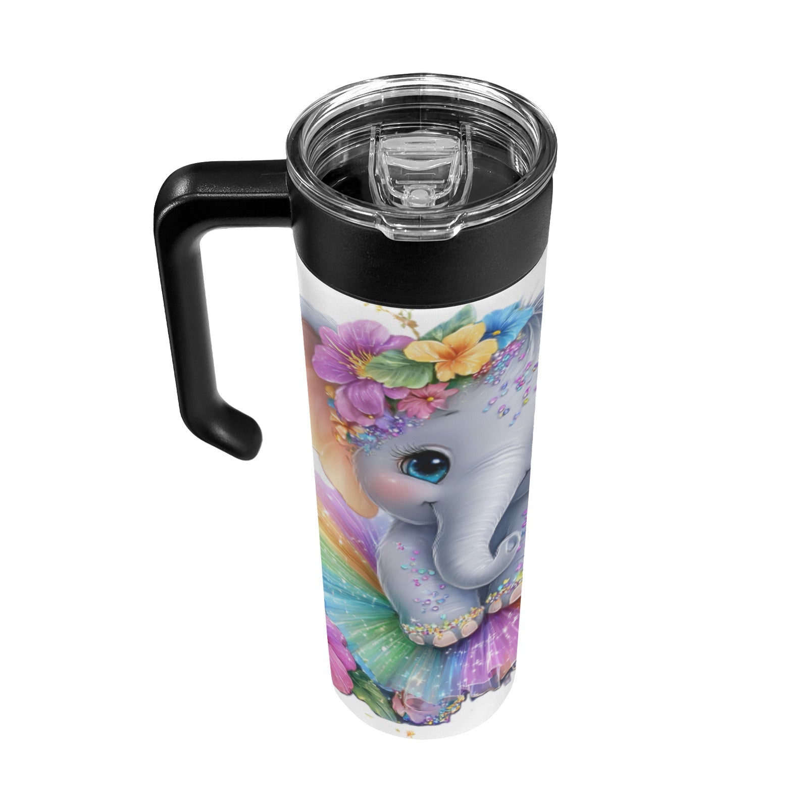 Baby Elephant 20 oz Insulated Water Bottle with Screw On Handle