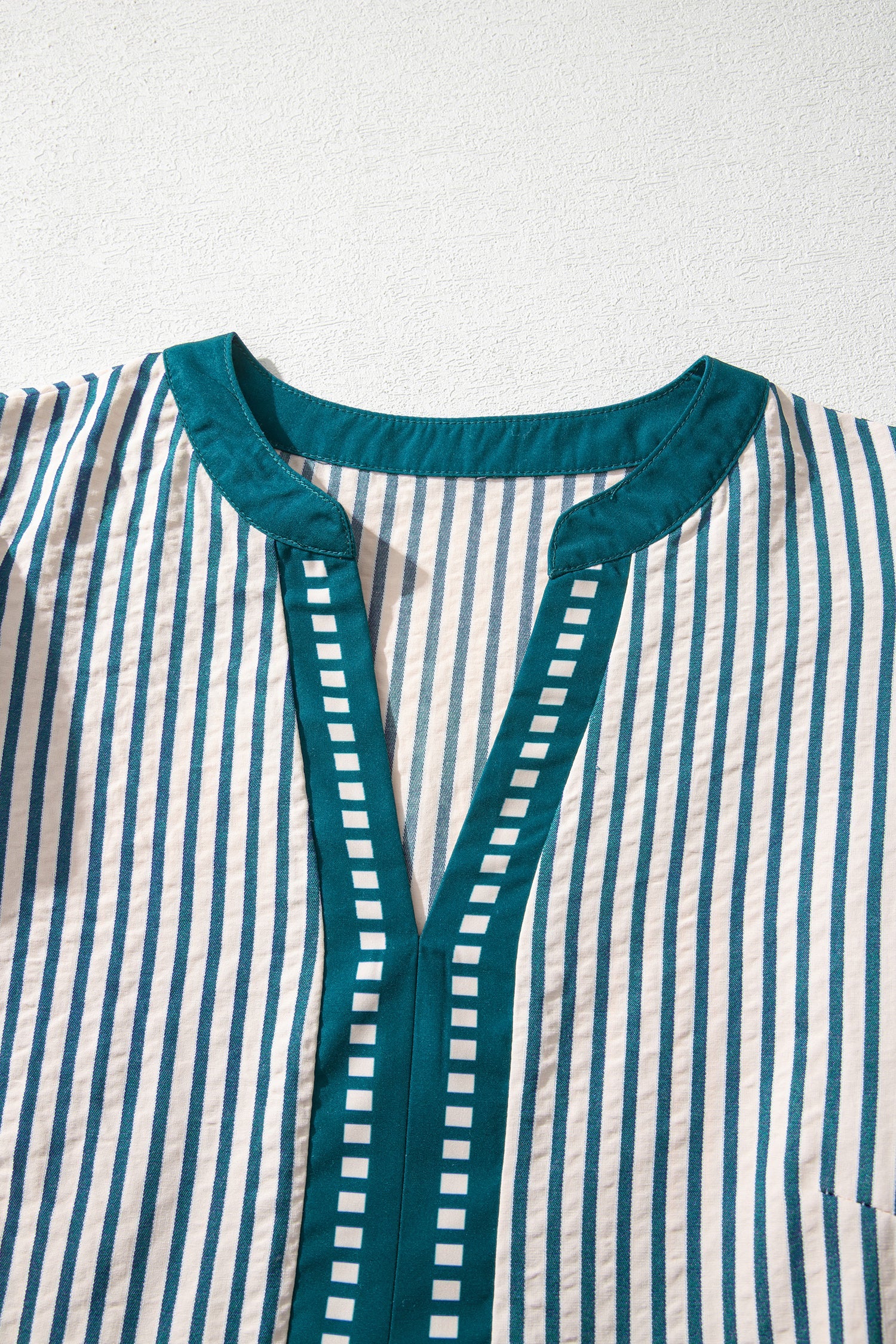 Stripe Ruffle Short Sleeve V-Neck Midi Dress
