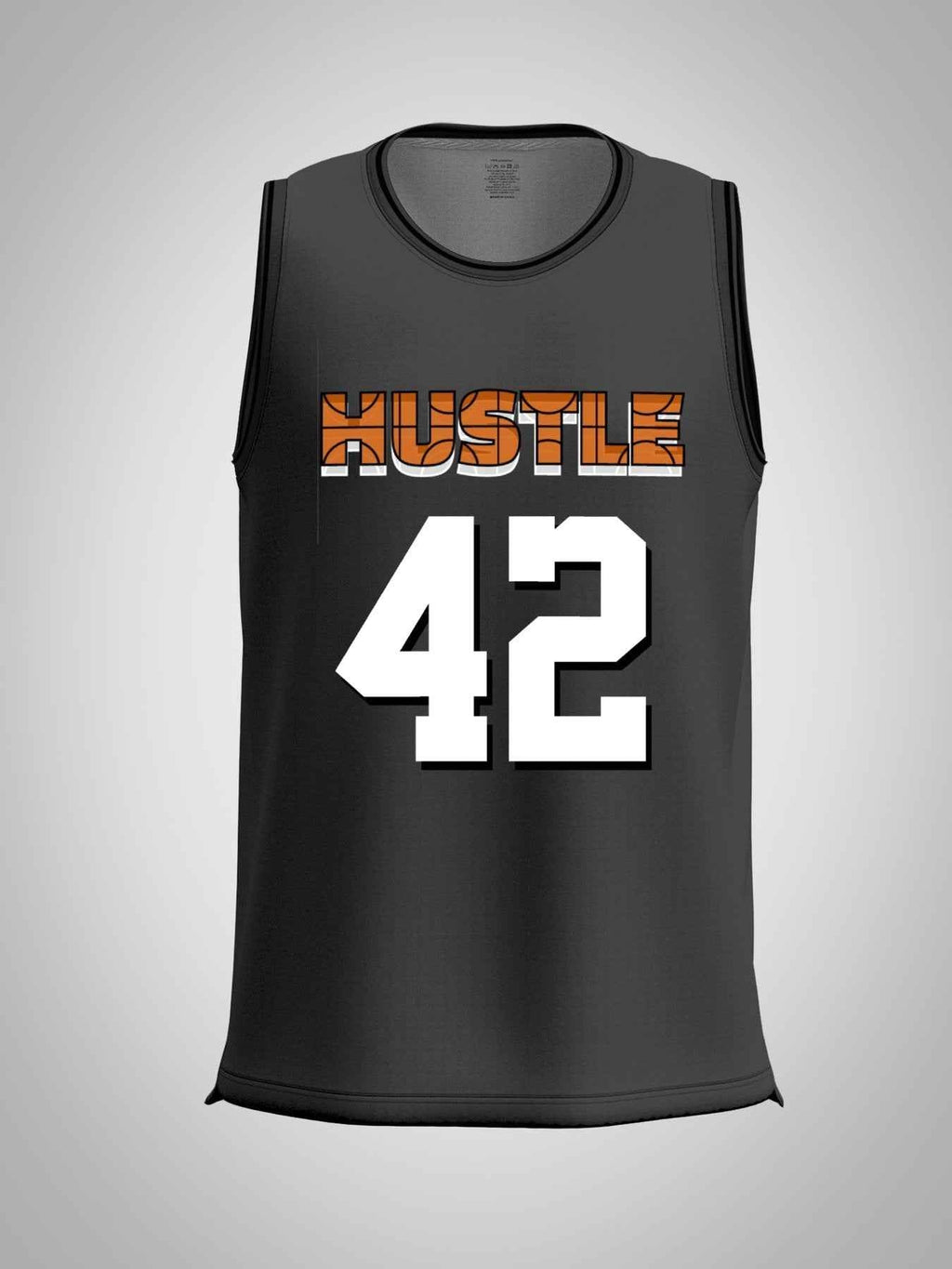 Hustle 42 Adult Dark Grey Basketball Jersey | Ships From USA