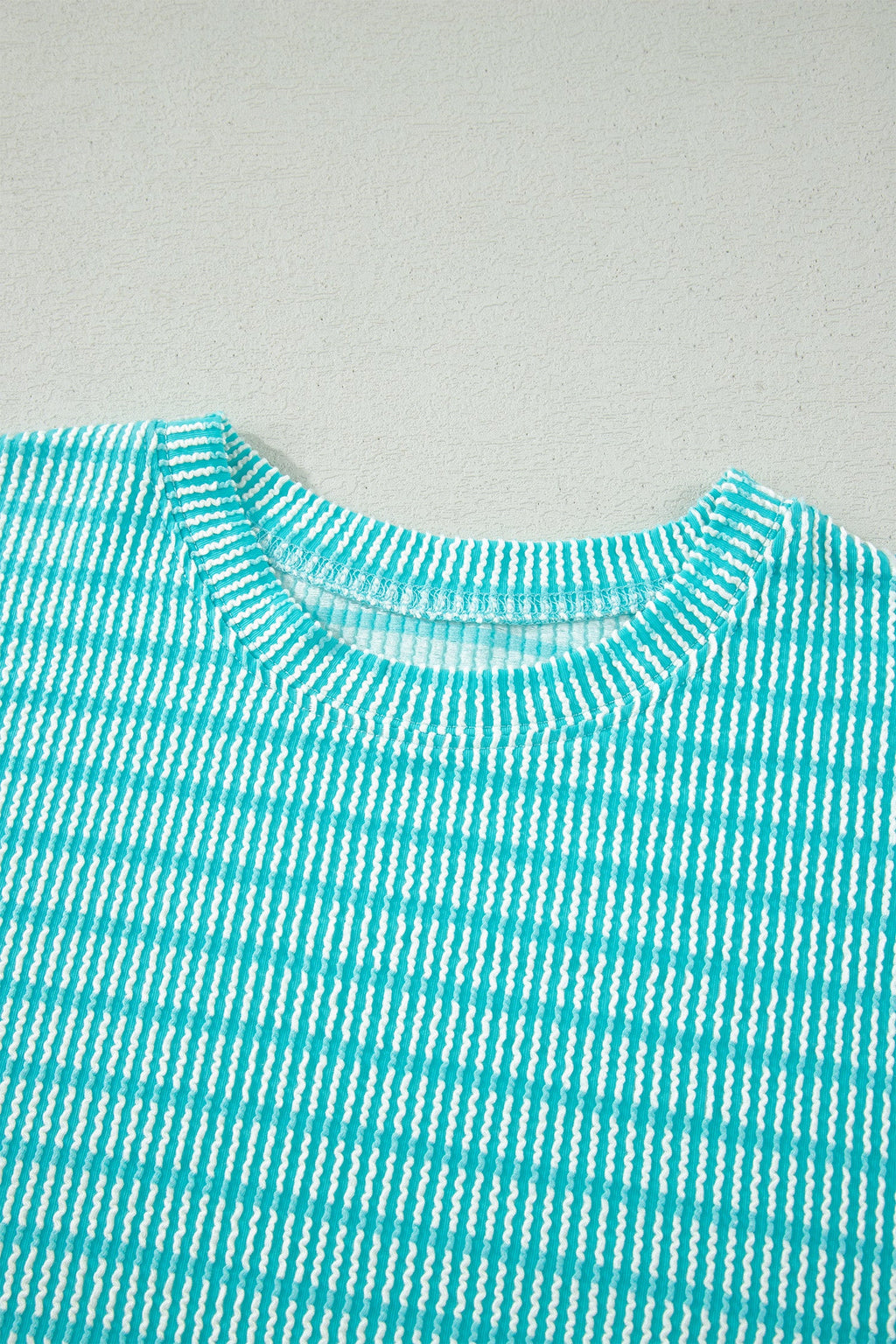 Stripe Corded Knit Tee & Drawstring Short Set