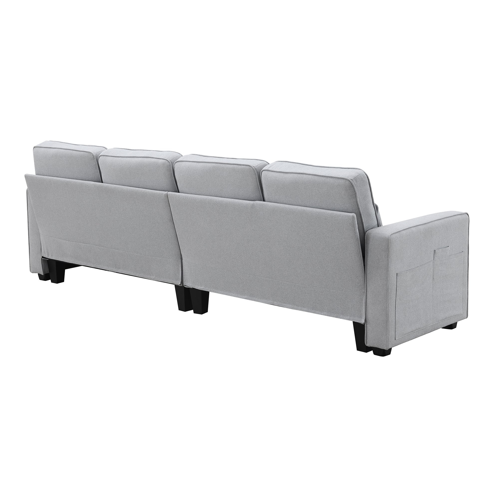 [VIDEO provided] [New] 104' 4-Seater Modern Linen Fabric Sofa with Armrest Pockets and 4 Pillows,Minimalist Style Couch for Living Room, Apartment, Office,3 Colors