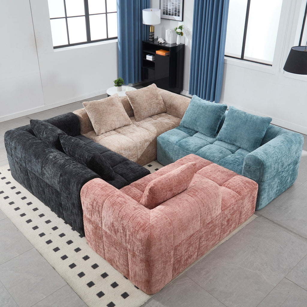 UNITED WE WIN 98.42-inch modular sectional sofa, modern modular L-shaped sofa with chaise longue, equipped with small side pockets and free of compression during installation.