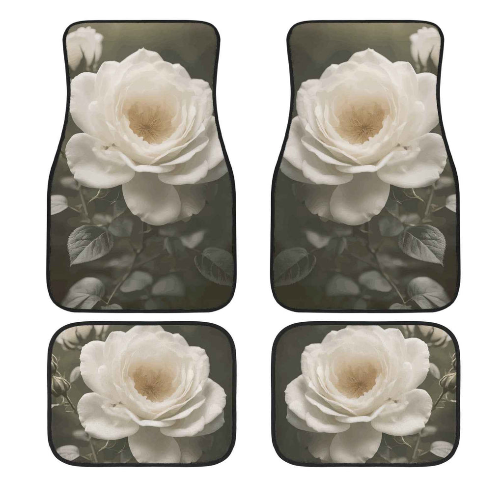 White Rose 4-Piece Car Floor Mats | Ships from USA