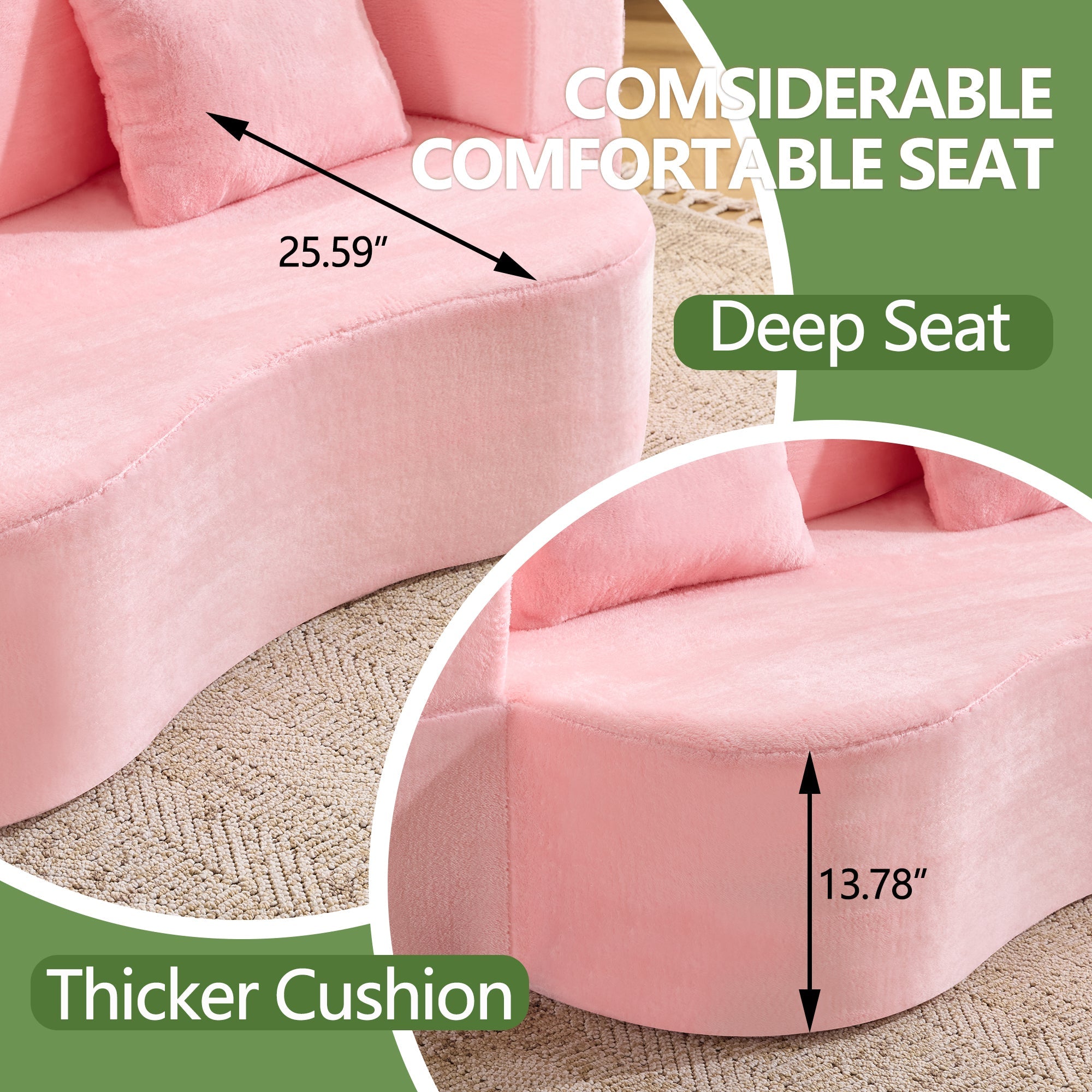 71-inch folding sofa bed, chenille futon sofa bed, high-density foam convertible sofa bed, folding floor sofa bed for living room, guest room, bedroom, pink
