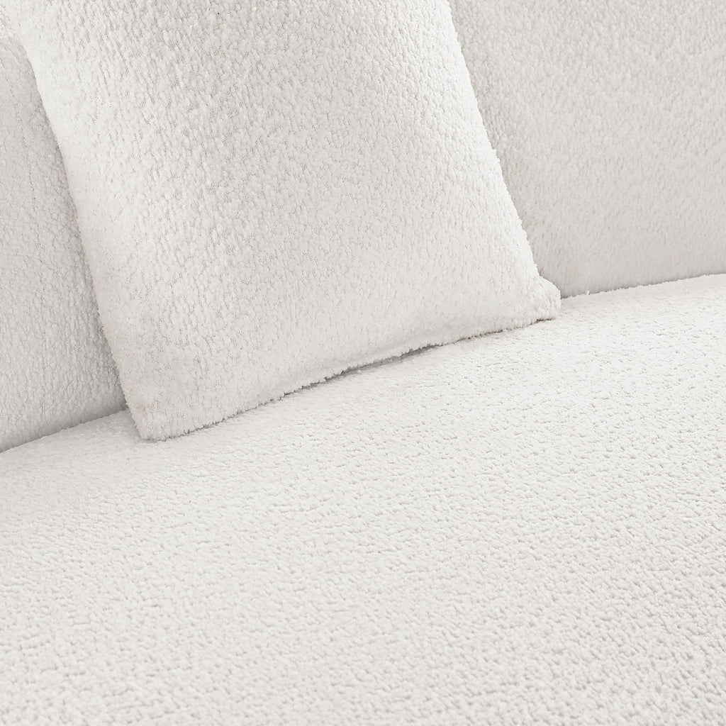 Luxury Modern Style Living Room Upholstery Curved Sofa with Chaise 2-Piece Set, Right Hand Facing Sectional,  Boucle Couch, White