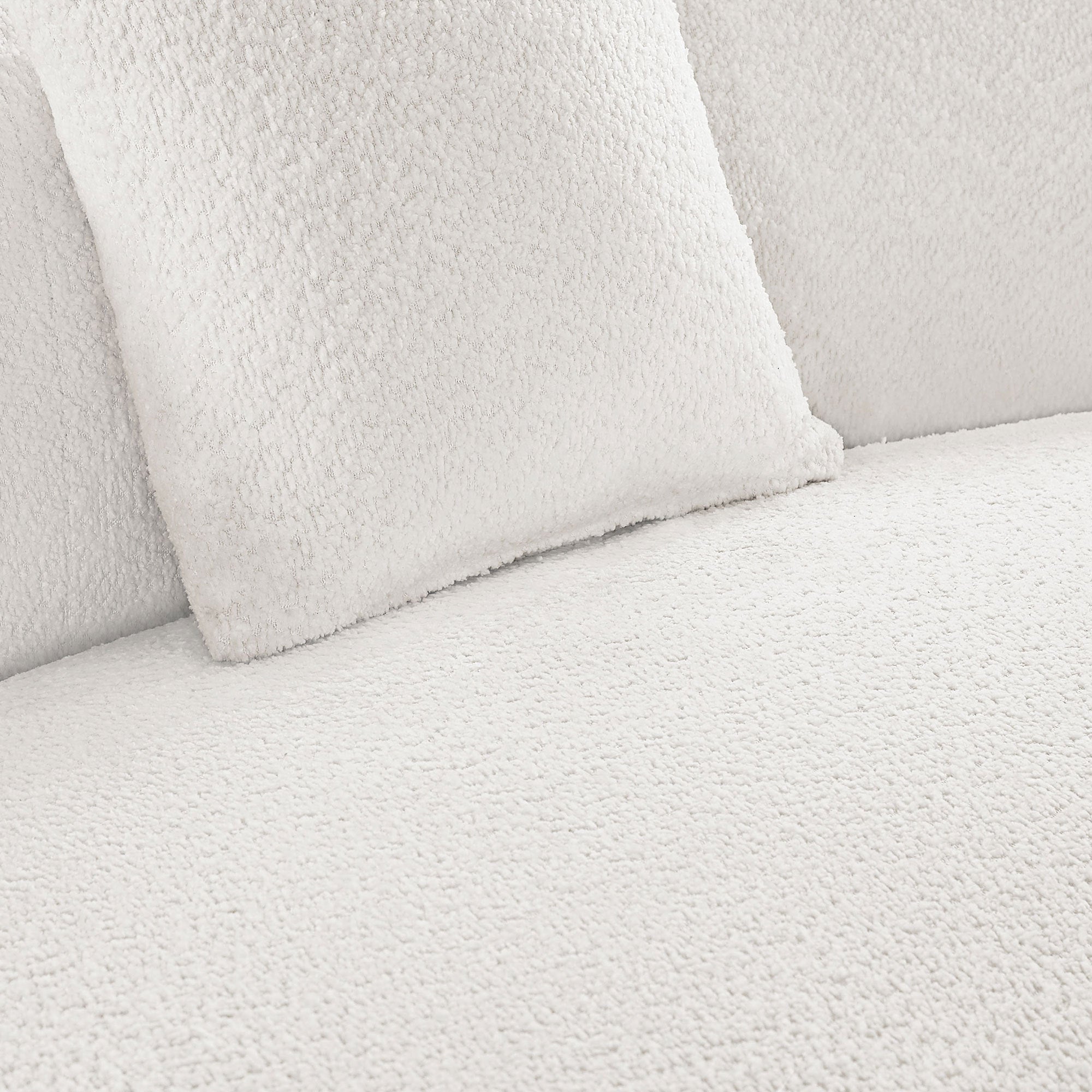 Luxury Modern Style Living Room Upholstery Curved Sofa with Chaise 2-Piece Set, Right Hand Facing Sectional,  Boucle Couch, White