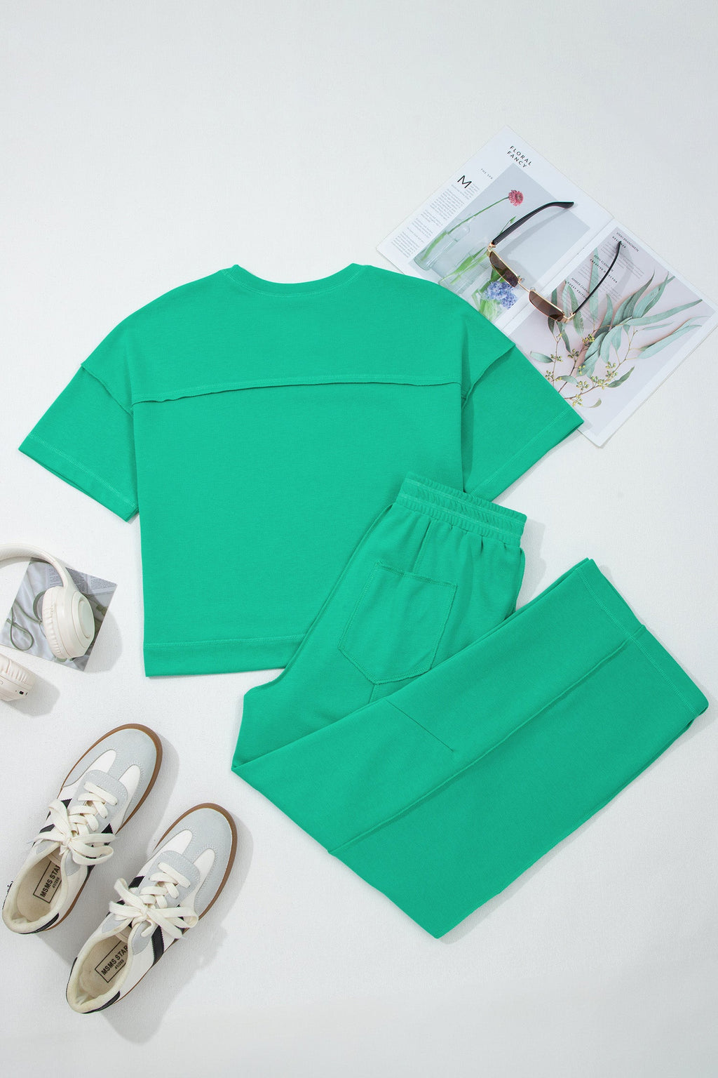 Solid Drop Shoulder Boxy Tee & Barrel Pants Set