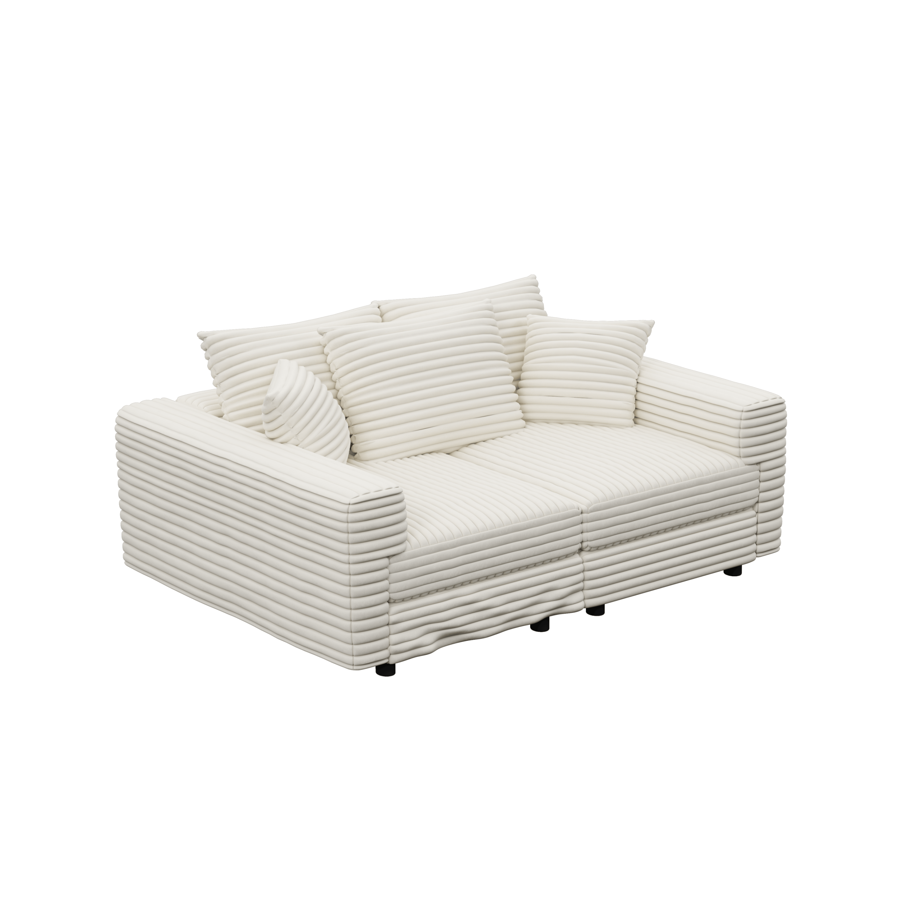 82.7 ' Plush Corduroy 3-Seat Sofa, Modern Comfy Upholstered Sofa Cloud Couch, Deep Seat Couches with Soft Pillows and 1 Ottomans, Convertible Sofa Lounge Chair, for Living Room,Apartment,Office,Beige