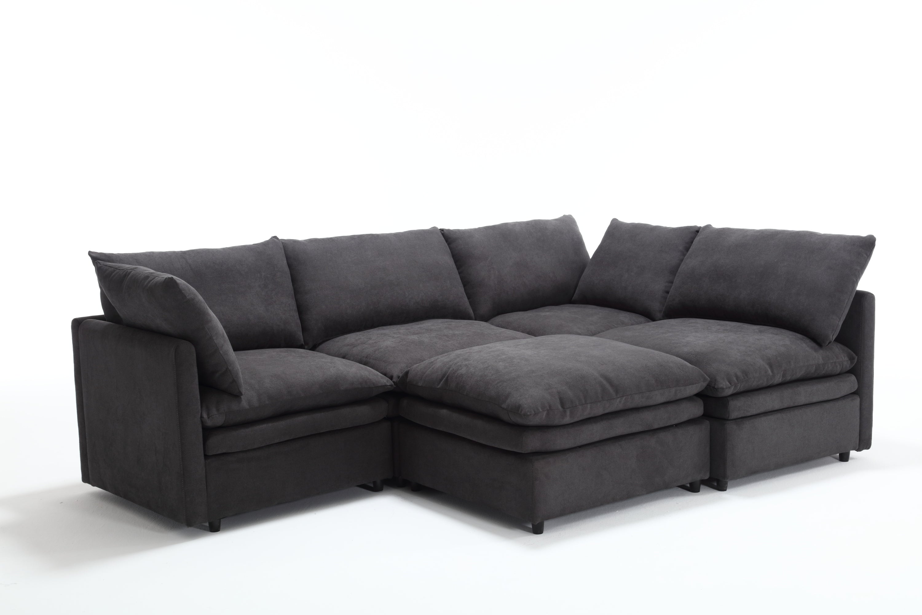 [ PACKAGING NEW UPGRADE]   [VIDEO PROVIDED]Modern U-shaped Sectional Sofa ,5-seat  Sofa ,Sleeper Sofa Couch with Chaise Lounge for Living Room,Apartment,Upholstered,Polyester,New upgrade,Dark Gray