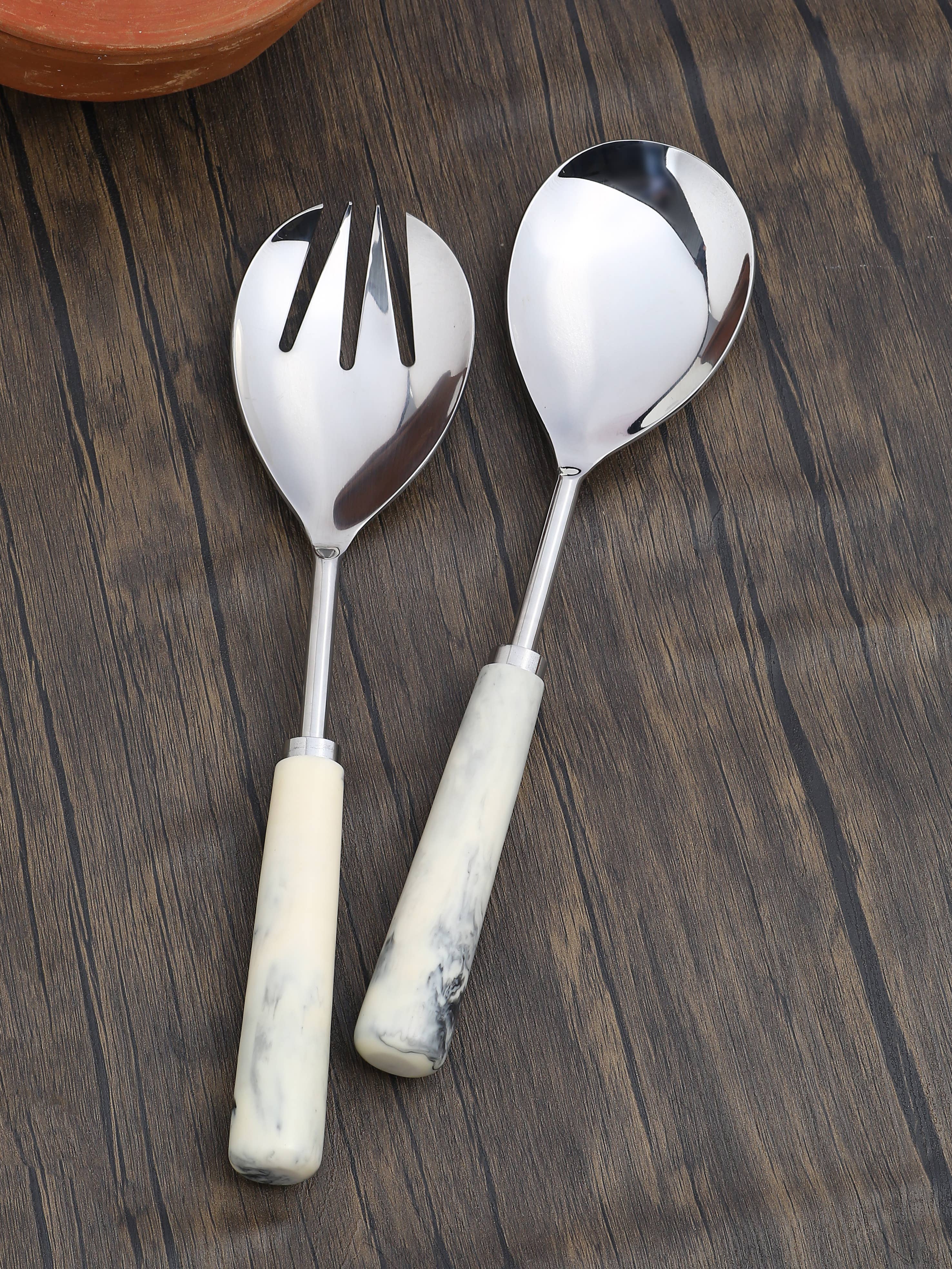 Gold Plated Metal & Resin Salad Server 2- Piece Set (12)