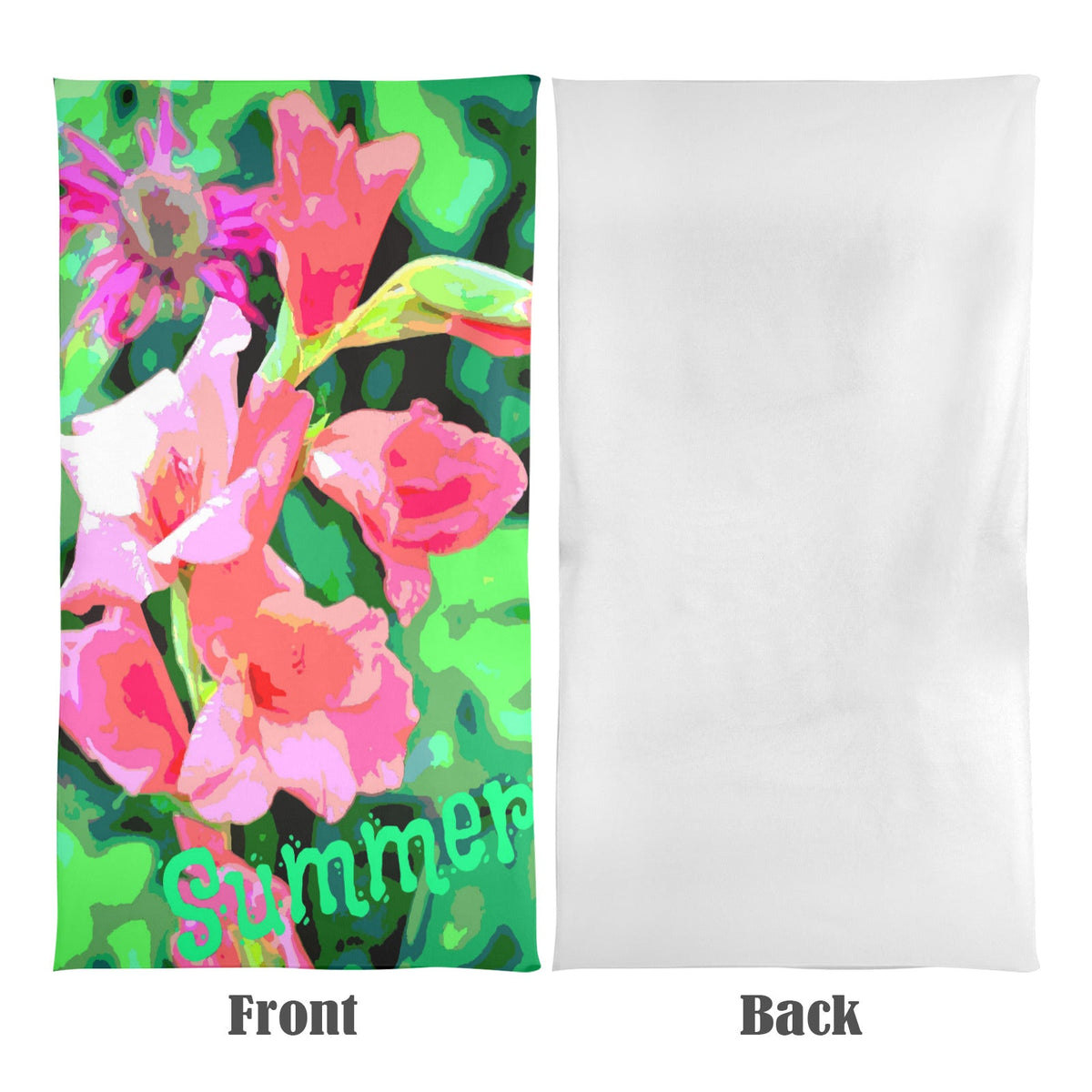 Pink Gladiolas in Summer Beach Towel 31" x 71" ( Made in USA)