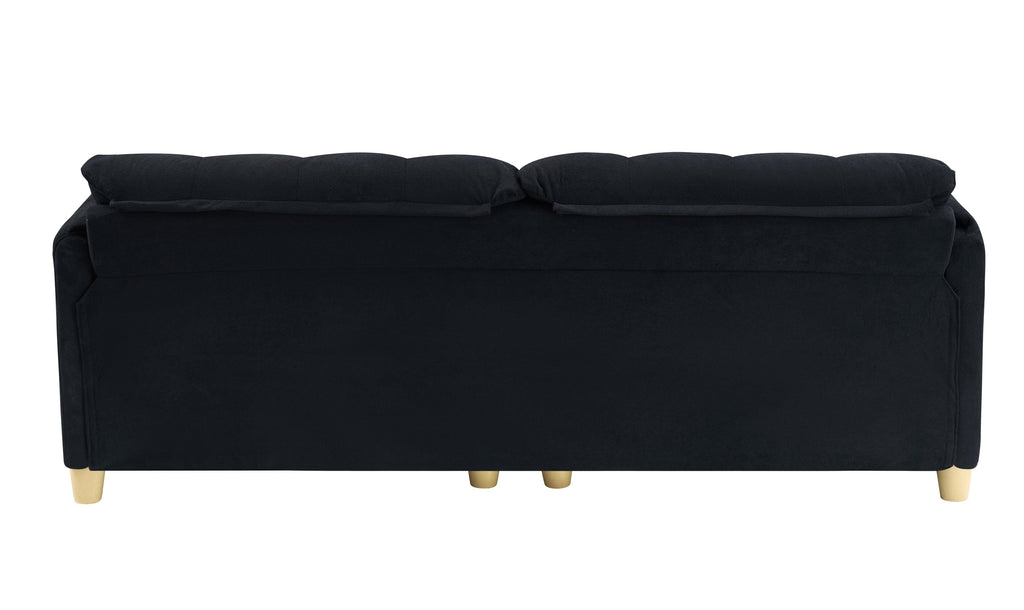 French retro cloud fabric double-seat creamy style straight-line sofa for the living room.