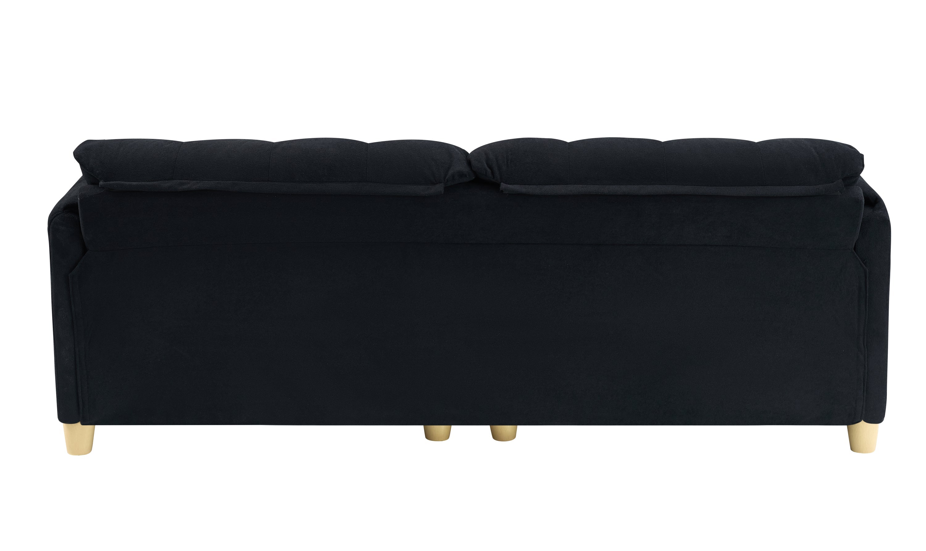 French retro cloud fabric double-seat creamy style straight-line sofa for the living room.