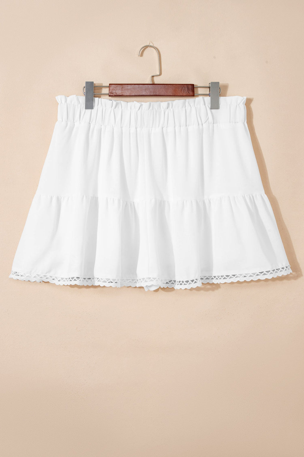 Plus Size Boho Frilled Elastic Waist Shorts