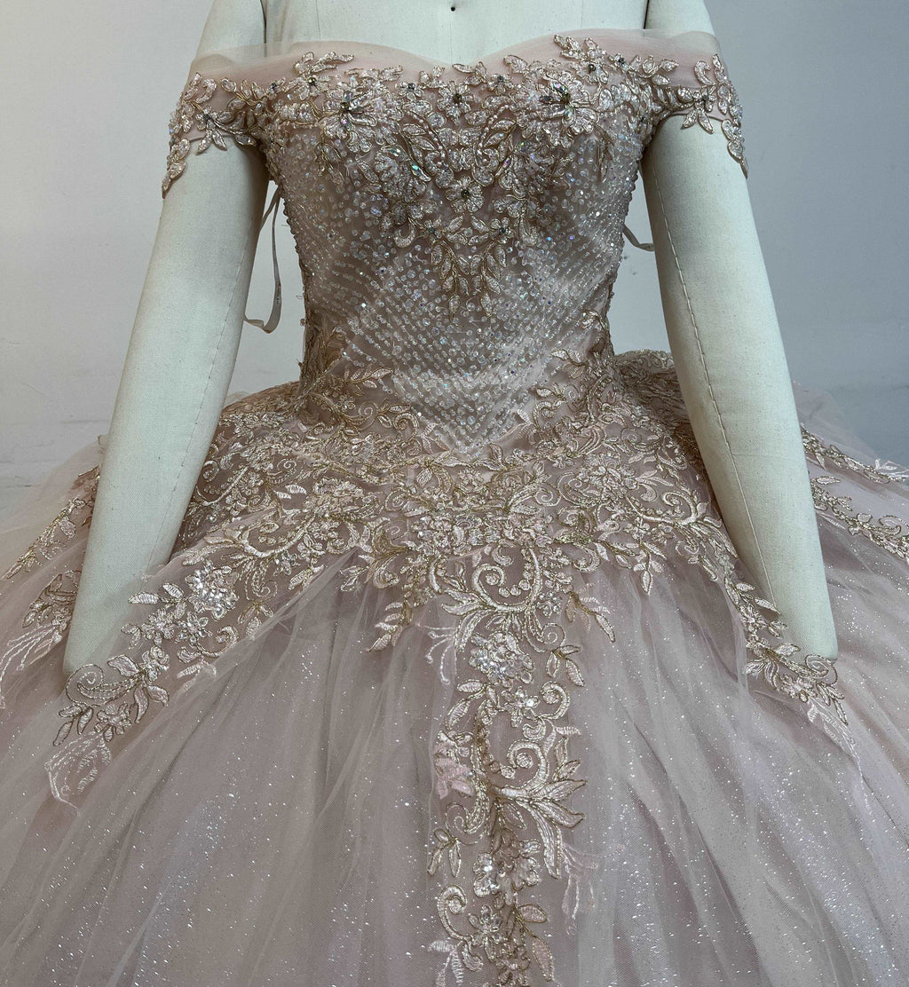 (LIVE 11) Crystal Beading and Sequin Glitter Tulle Quinceanera Dress plain mature bodycon party blue dress quince square neck plain